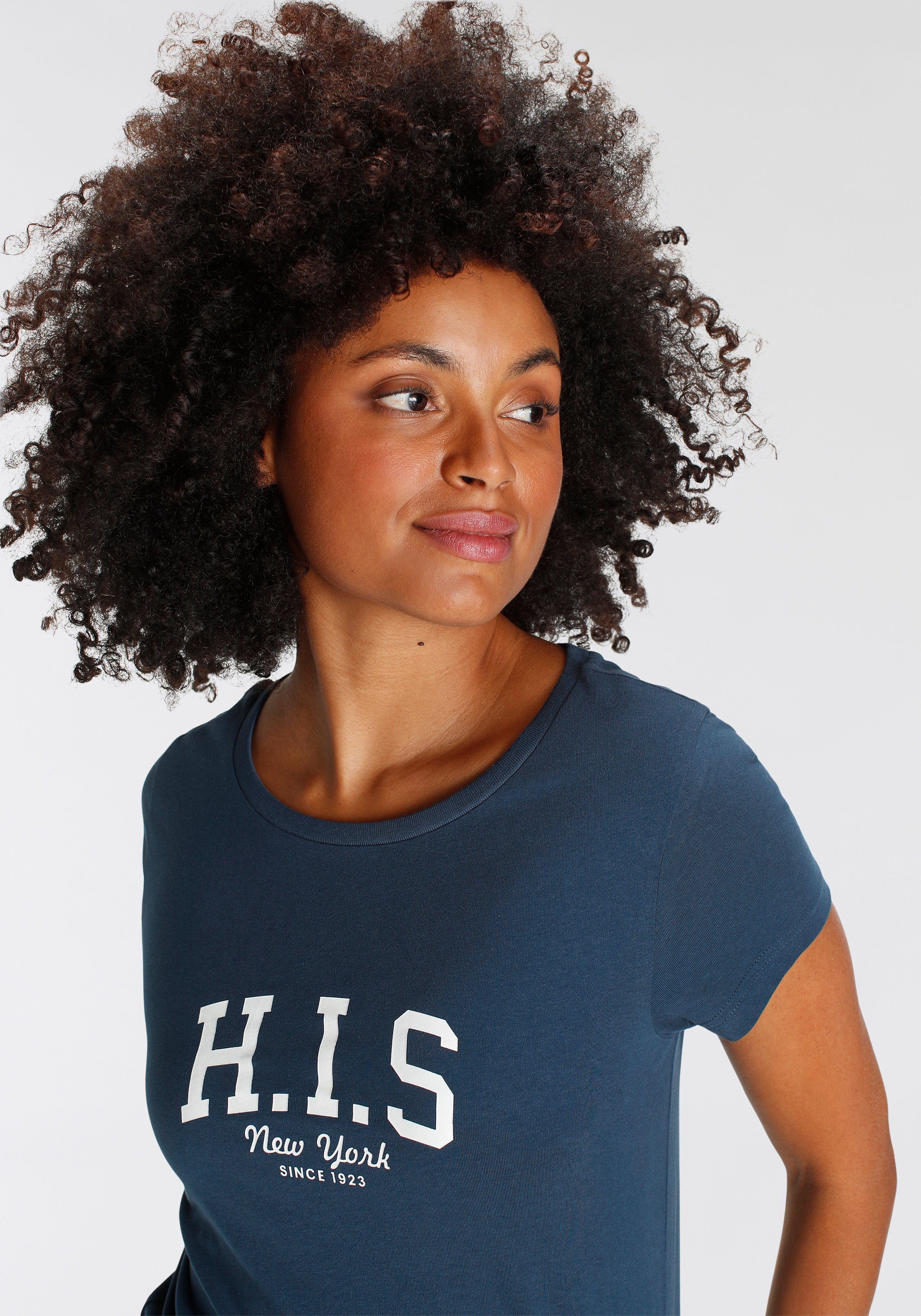 H.I.S T-shirt bedrukt, voor vrije tijd, van katoen