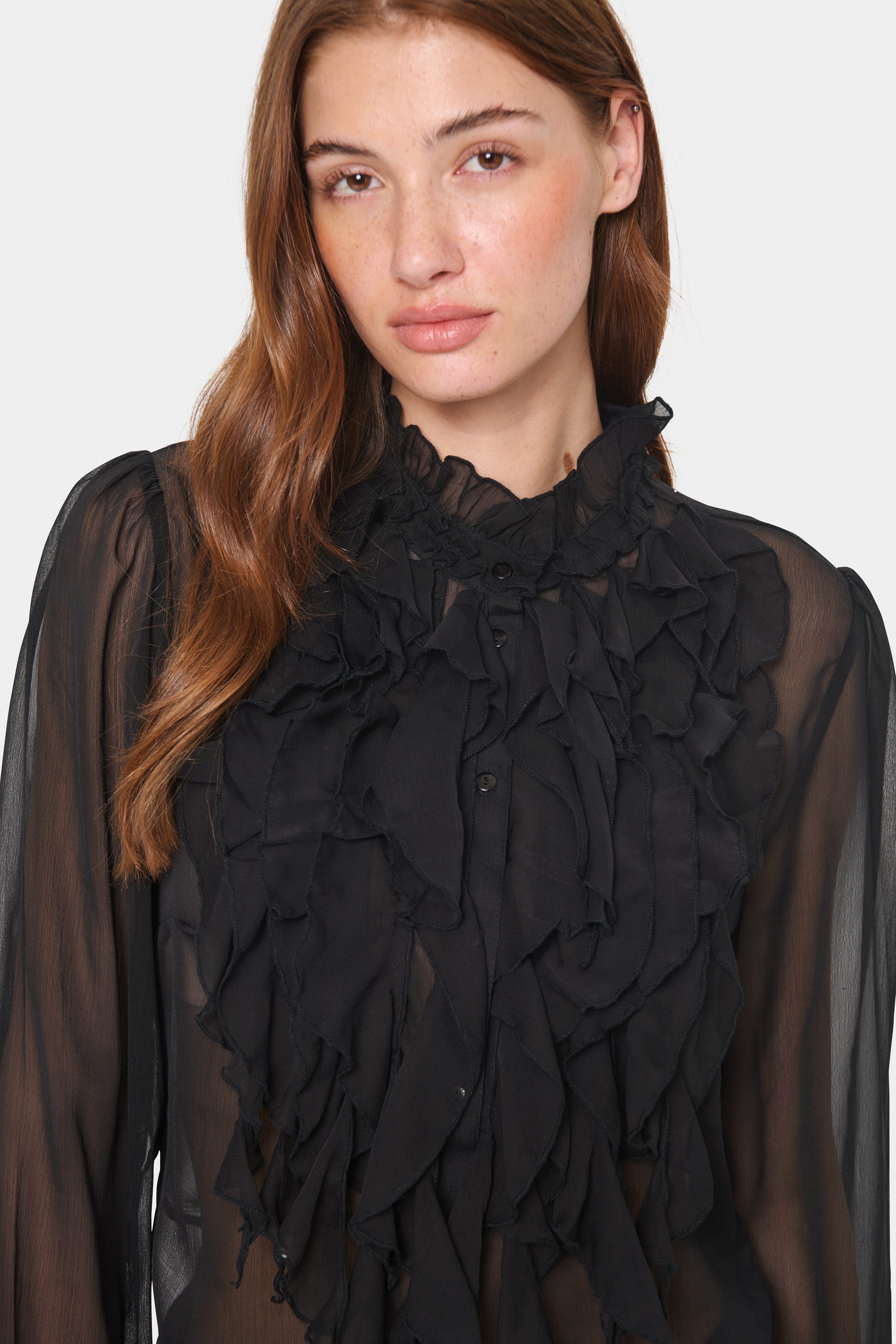 Saint Tropez Blouse met ruches LiljaSZ Crinkle LS Shirt