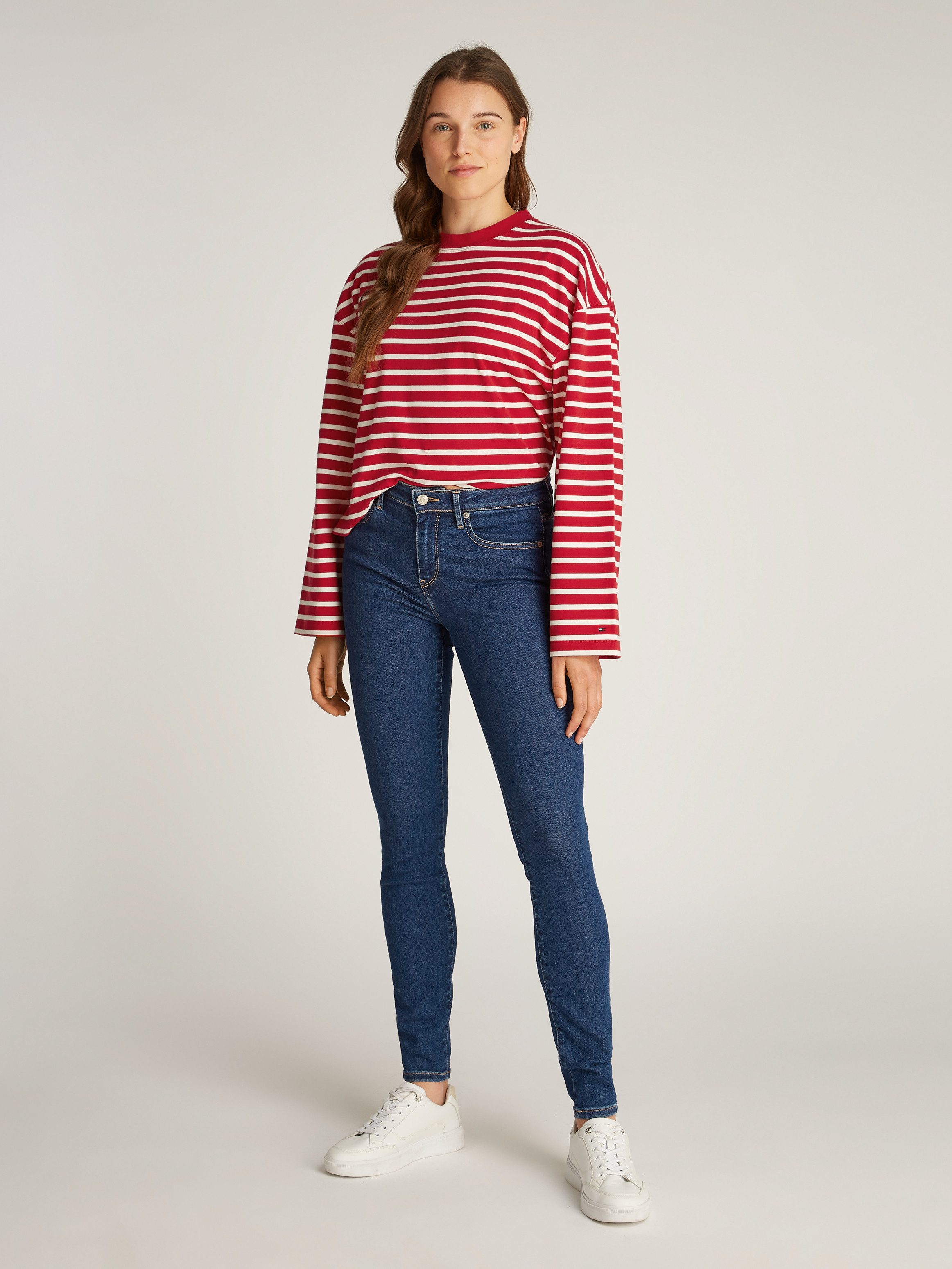 Tommy Hilfiger Skinny fit jeans COMO Skinny Regular Waist met logo-badge in enkel-lengte