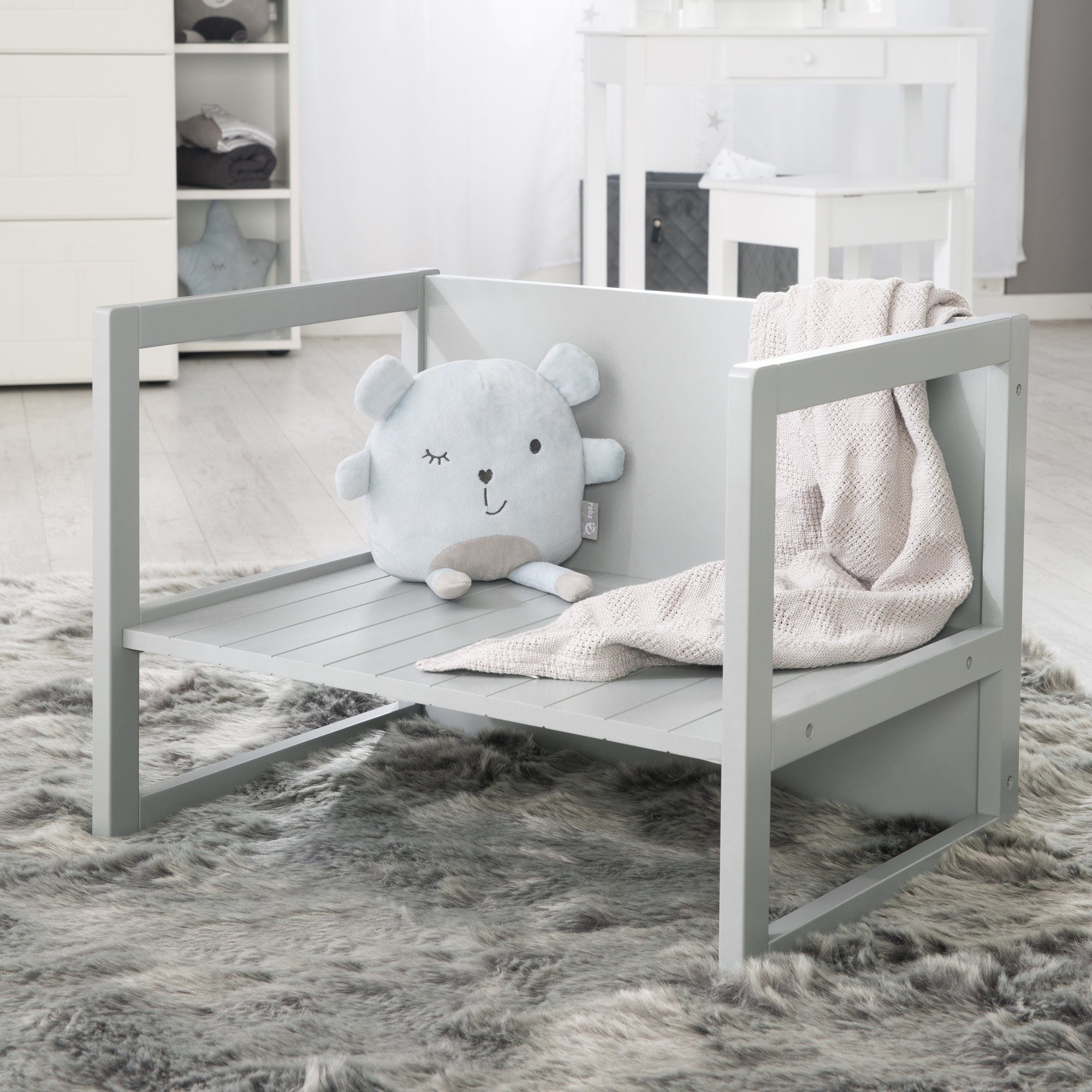 Roba® Zitbank tafel combinatie, grijs voor kinderen, in een tafel te veranderen