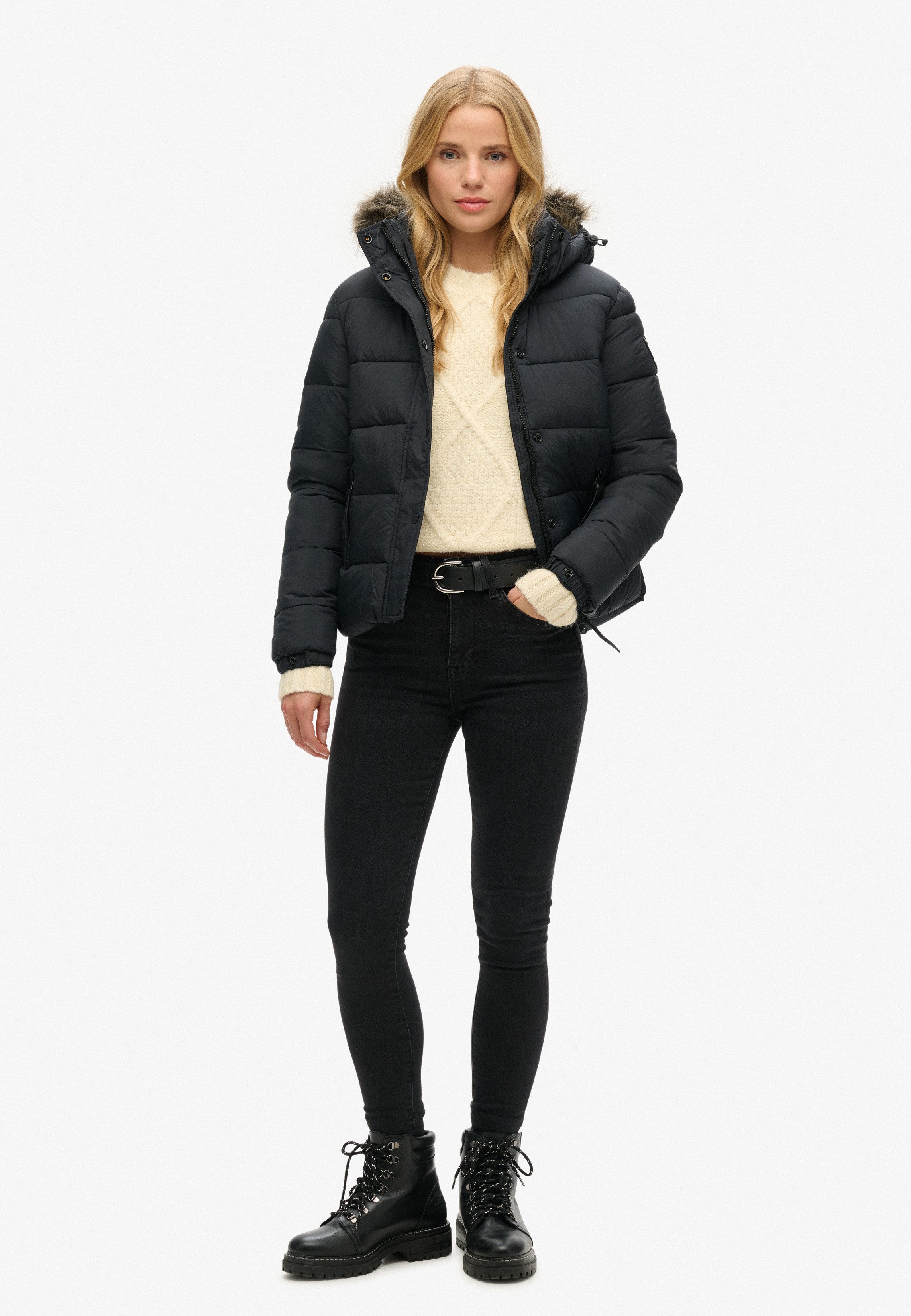 Superdry Gewatteerde jas FAUX FUR SHORT HOOD PUFFER