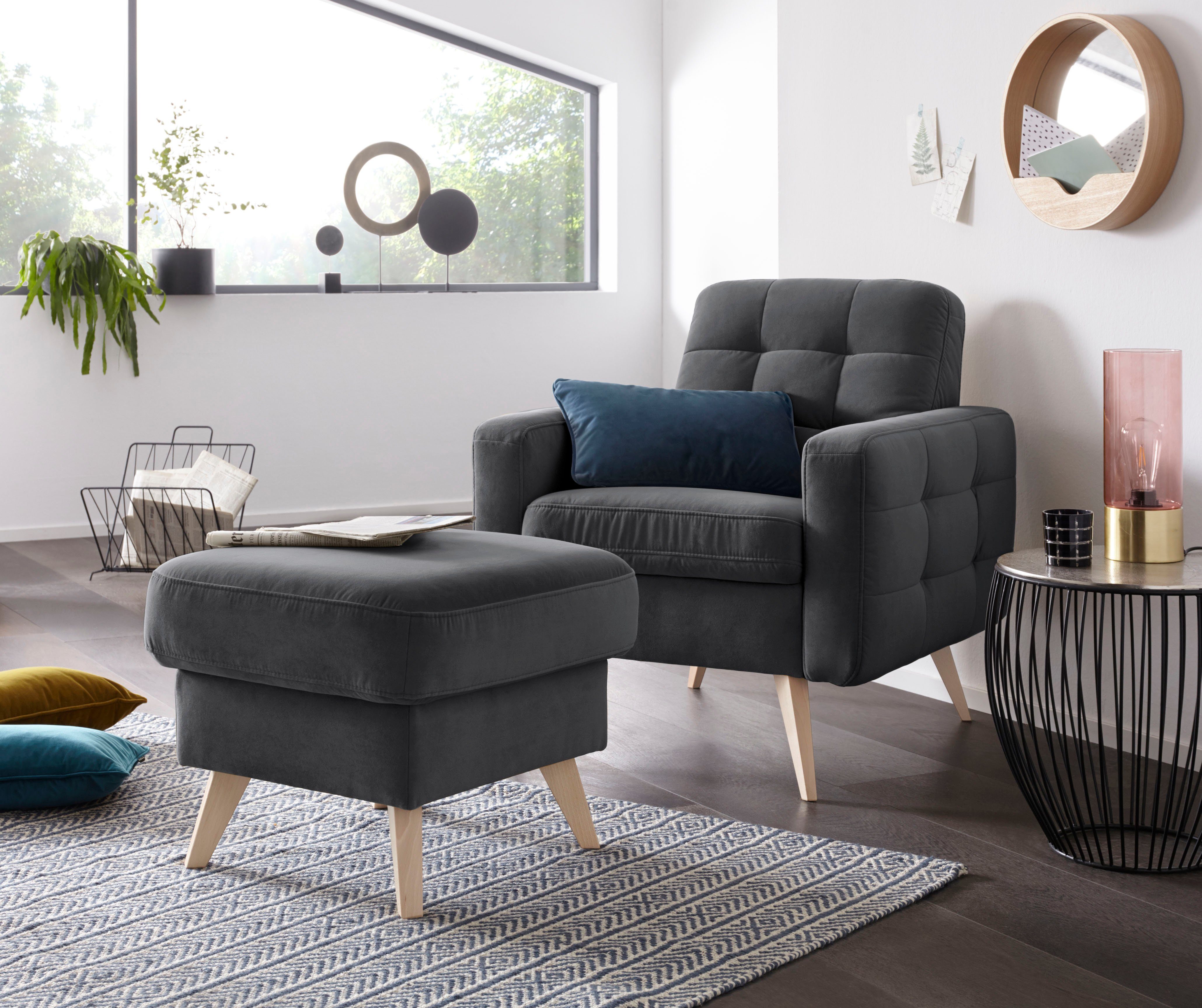 exxpo - sofa fashion Fauteuil Nappa, loungesessel, actuele rugstepping, comfortabel en modern