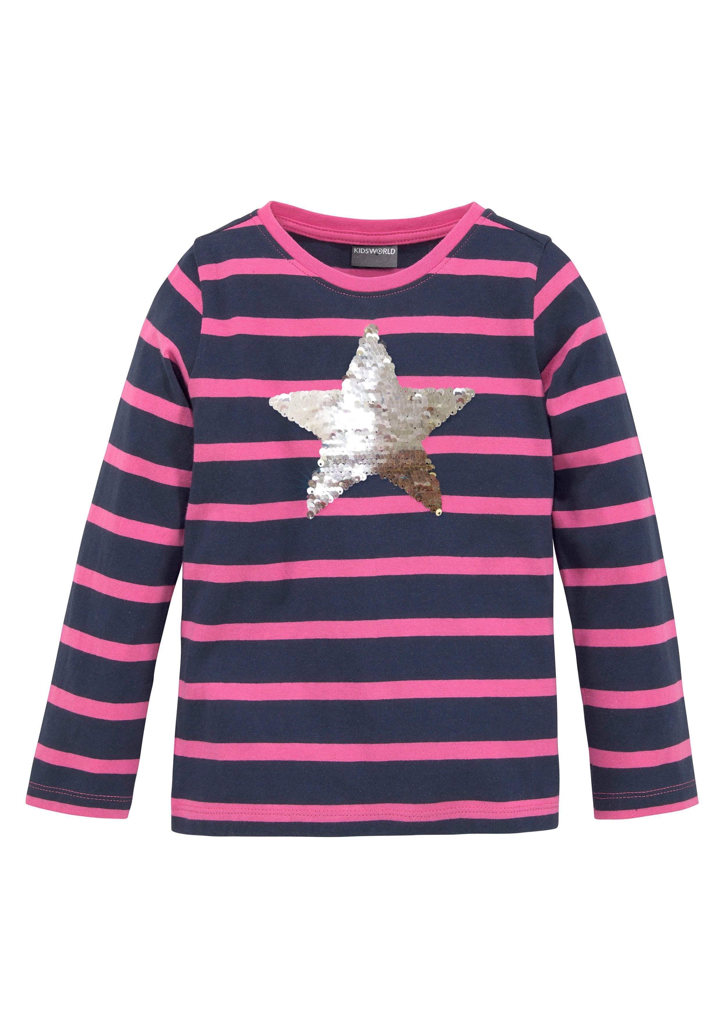 KIDSWORLD Shirt met lange mouwen Ster lange mouwen, basic pasvorm, met meerkleurige strepen