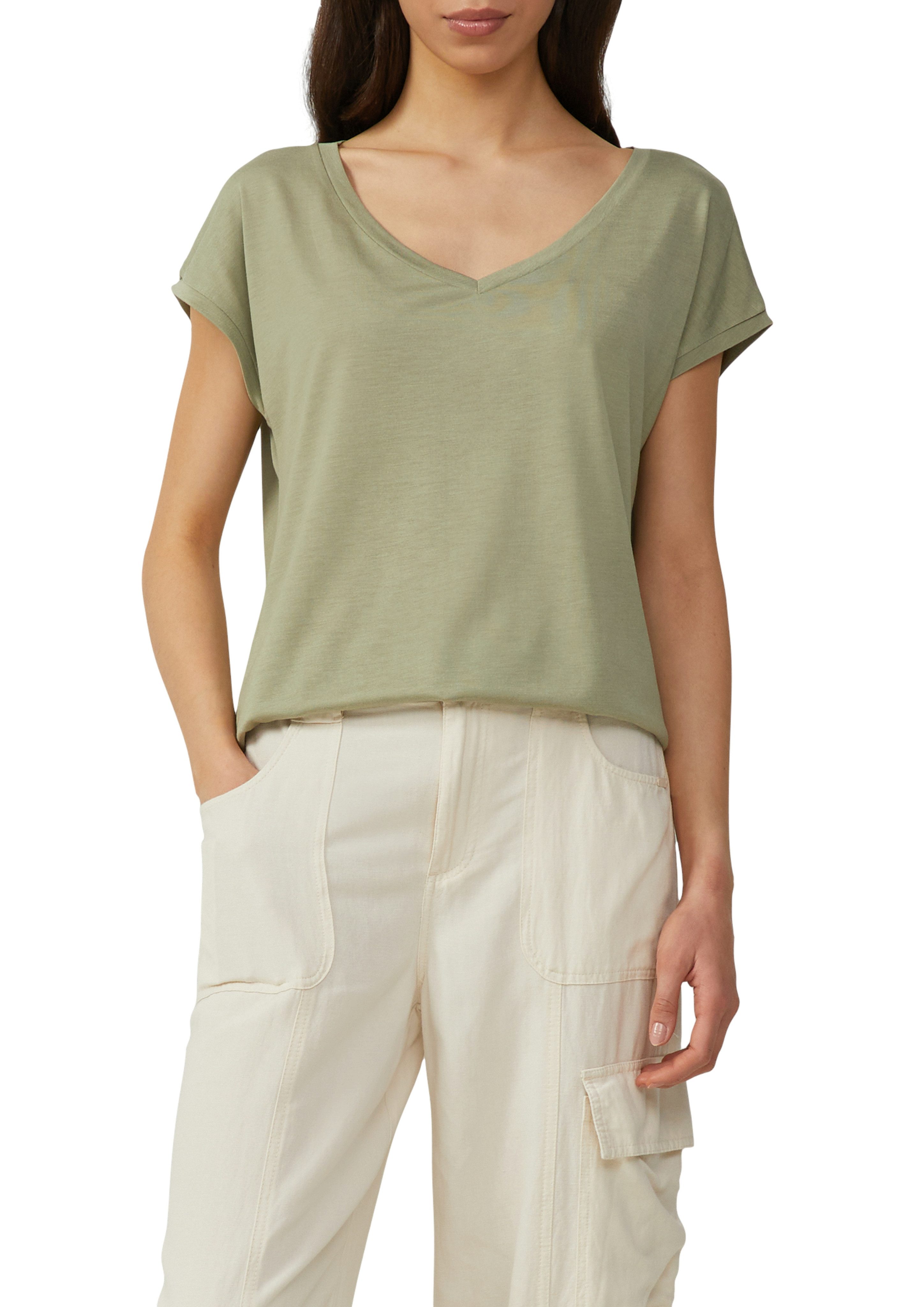 Q/S designed by T-shirt met v-hals dames t-shirts maat XL groen