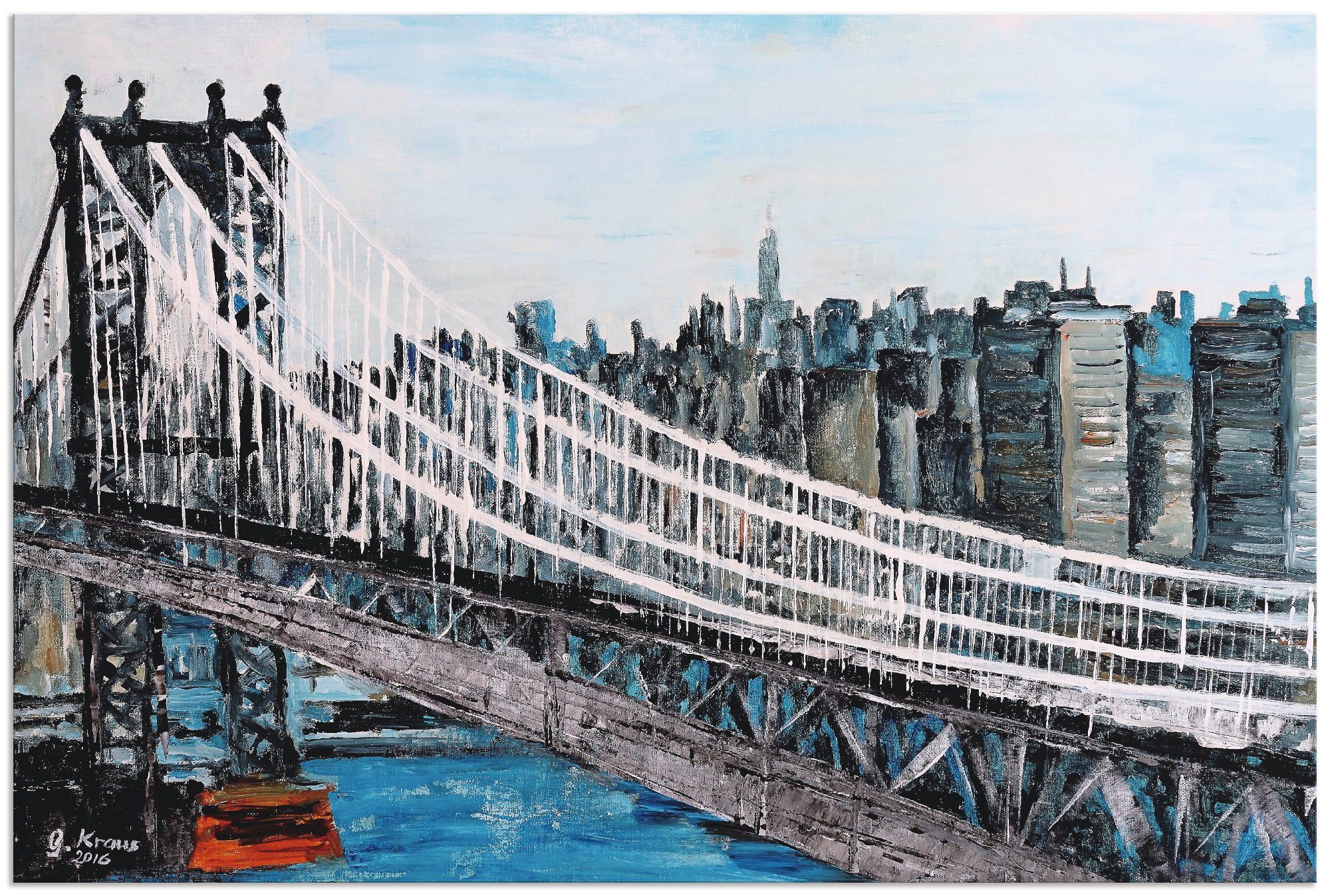 Artland Artprint New York Brooklyn Bridge in vele afmetingen & productsoorten - artprint van aluminium / artprint voor buiten, artprint op linnen, poster, muursticker / wandfolie o