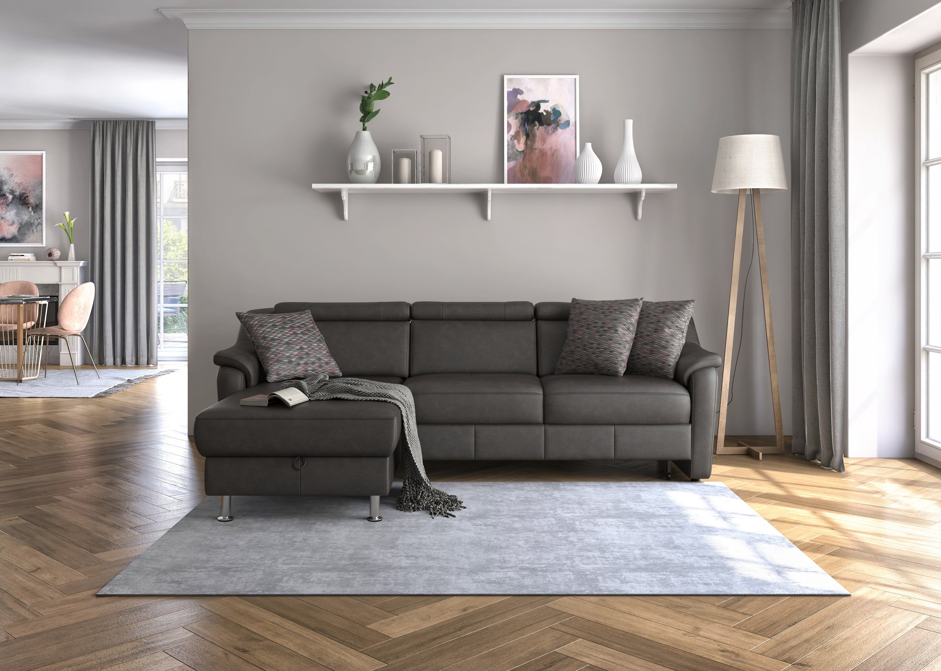 sit&more Hoekbank Freetown L-vorm met verstelbare hoofdsteun en comfortabele binnenvering