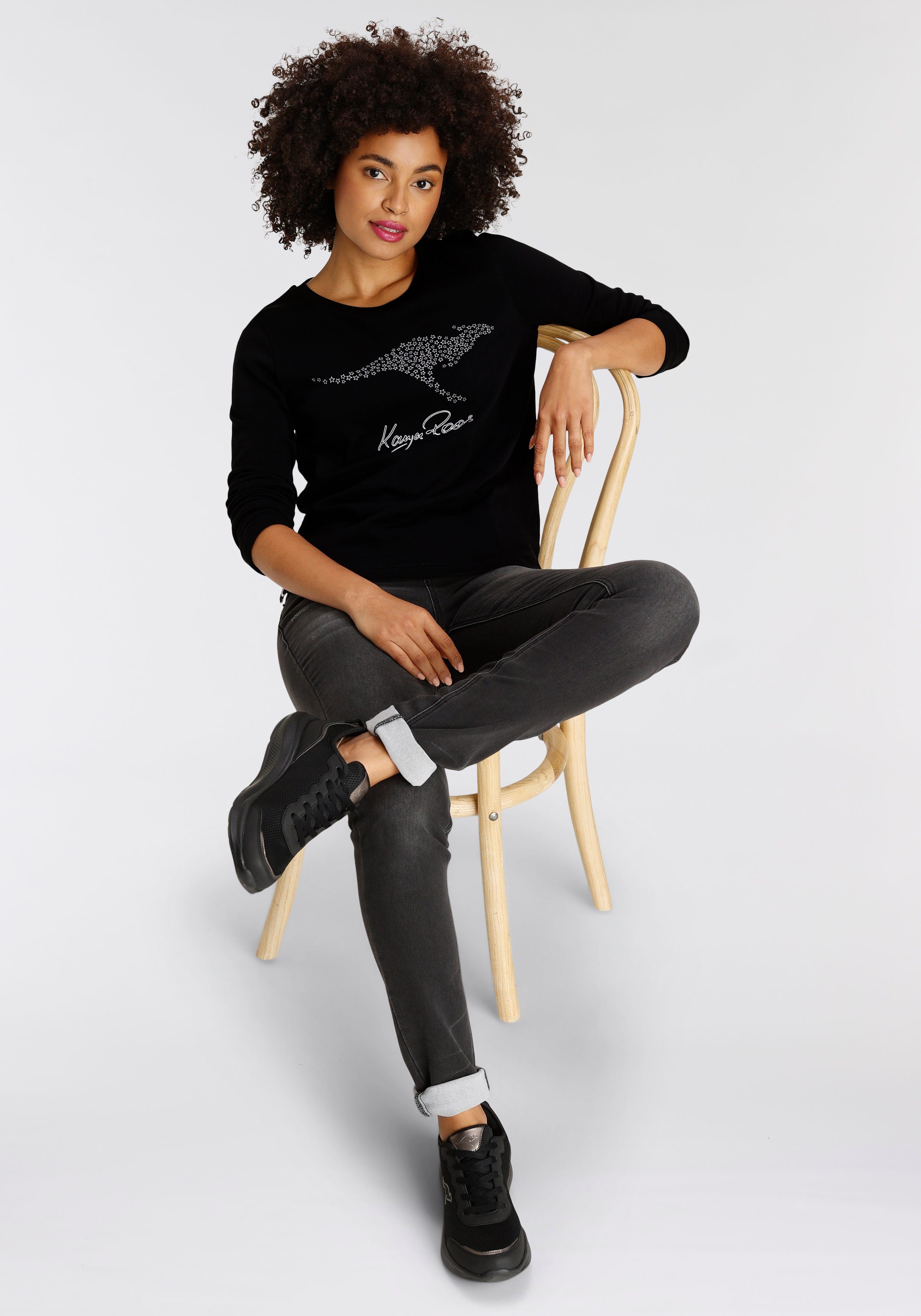 KangaROOS Sweatshirt Lange mouwen, figuurvolgend, effen, met ronde hals