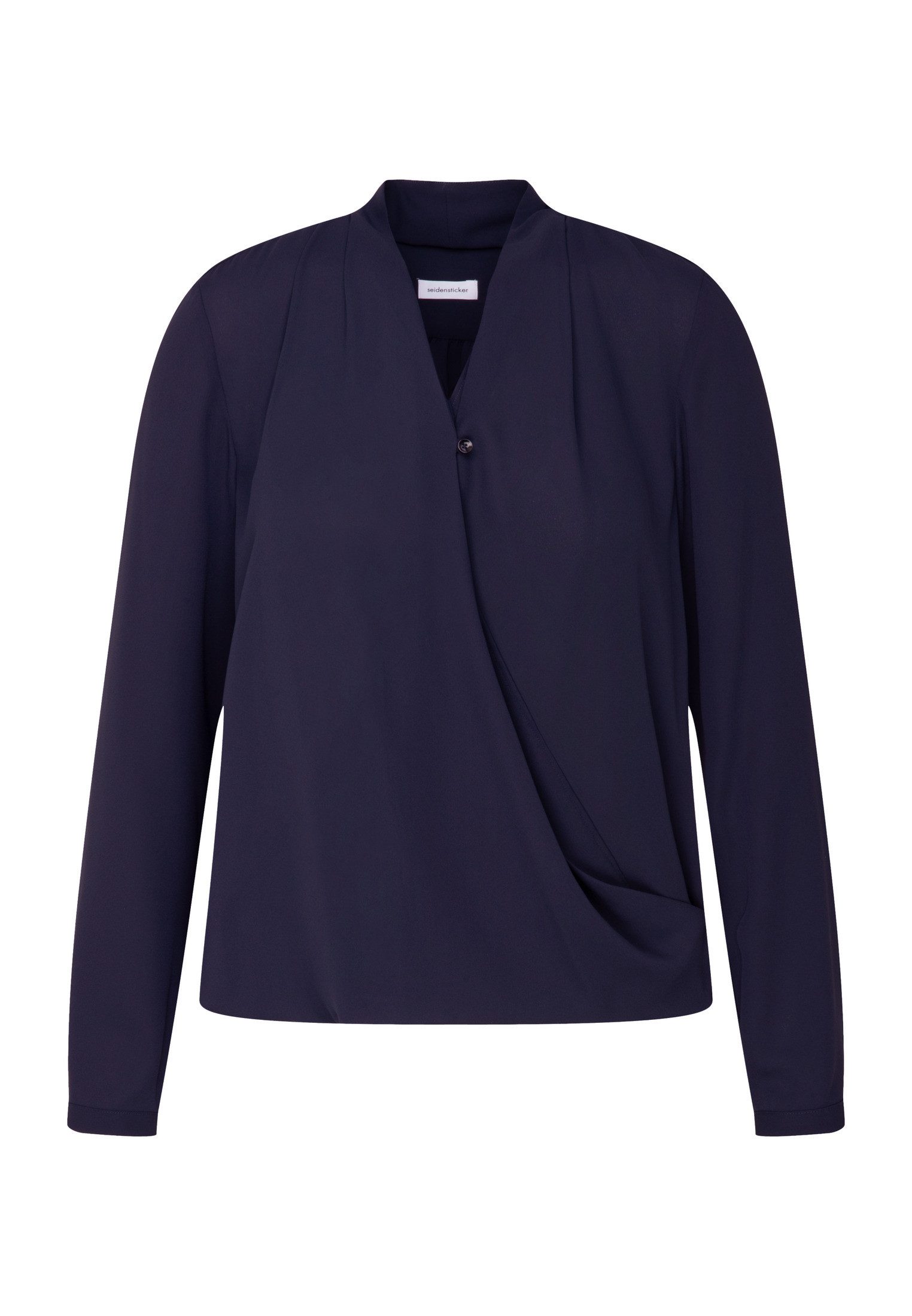 seidensticker Wikkelblouse Zwarte roos Lange mouwen V-hals uni