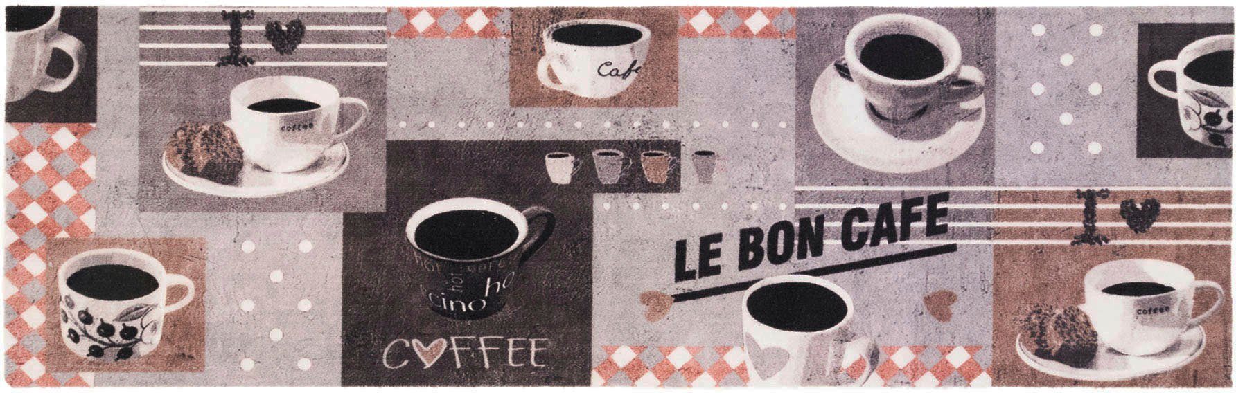 Primaflor-Ideen in Textil Keukenloper BON CAFE met een opschrift & motief koffie, antislip, wasbaar, keuken laagpolige vloerkleden bruin