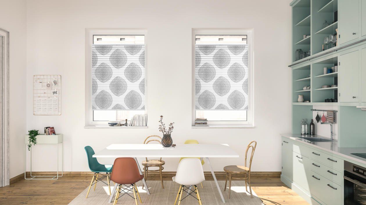 LICHTBLICK Plissé Klemmfix, zonder boren, ondoorzichtig, Stripy Boho Drop - wit (1 stuk)
