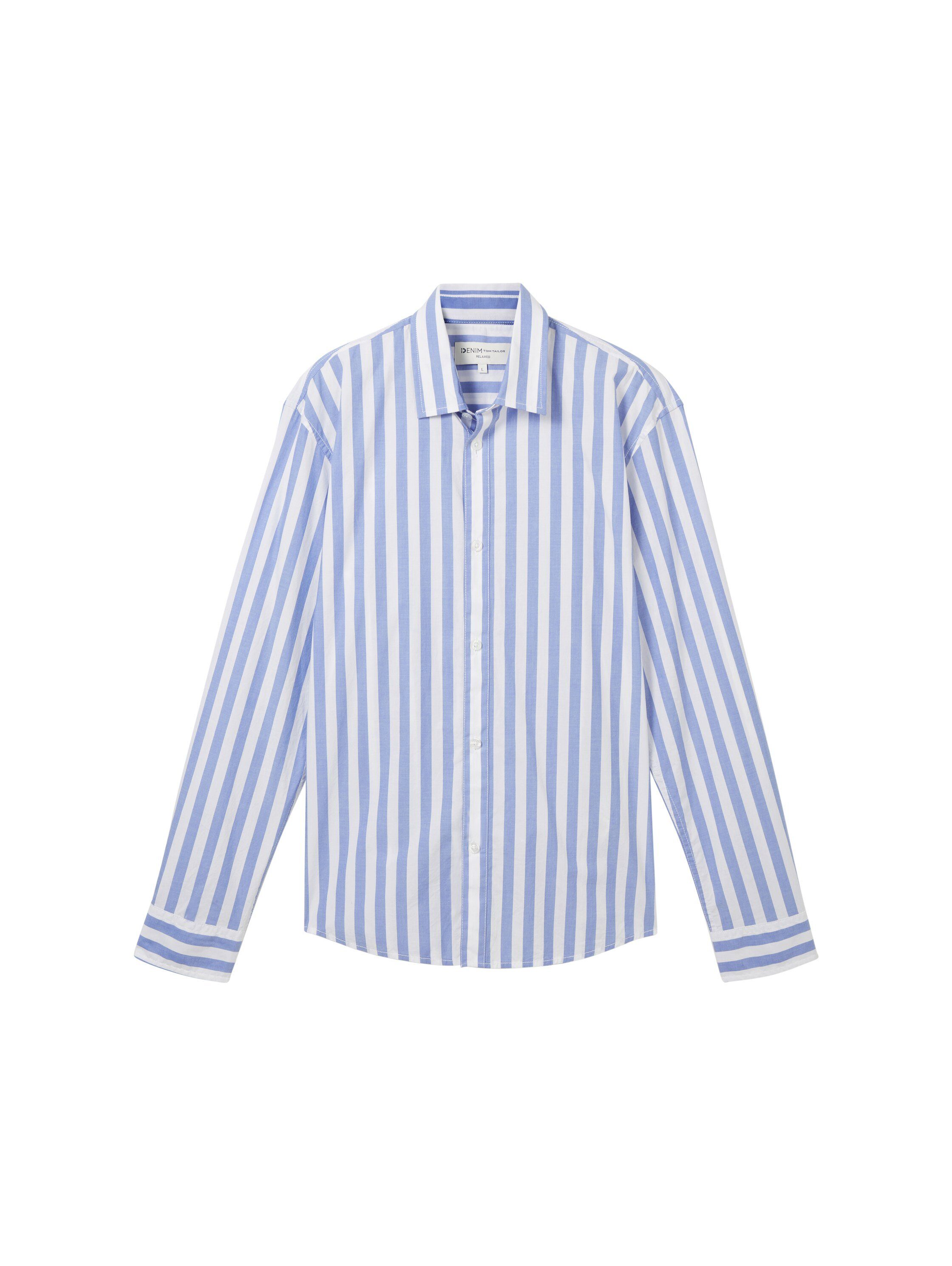Tom Tailor Denim Overhemd met lange mouwen gestreept en van ademend katoen heren overhemden maat L blauw