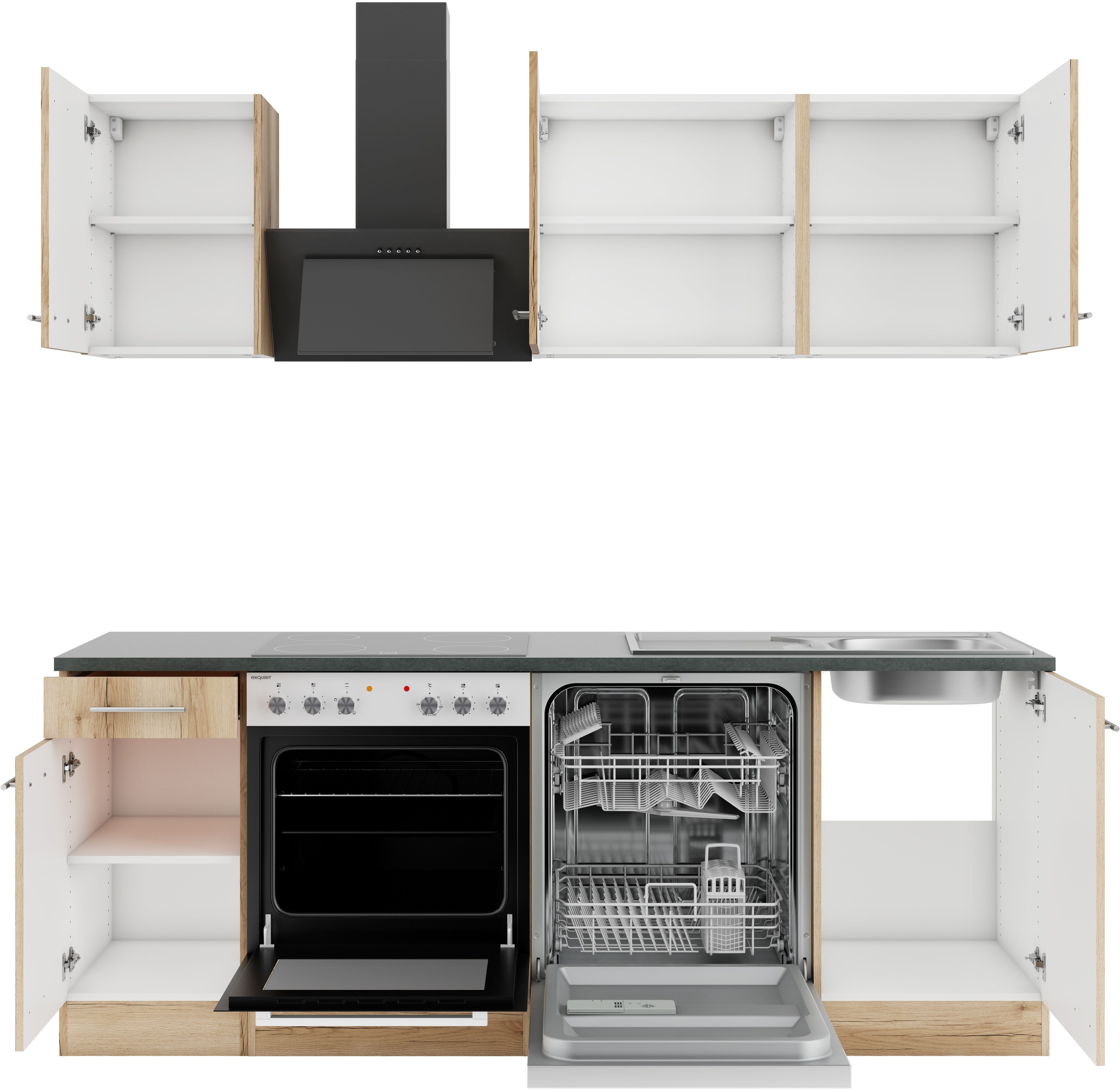 OPTIFIT Keuken Bella Breedte 210 cm, optioneel met elektrische apparaten