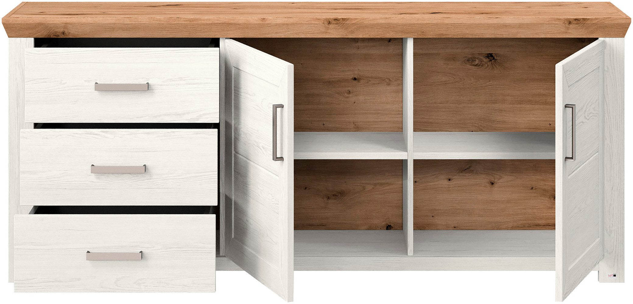 set one by Musterring Dressoir York Type 51, met veel opbergruimte, handvat zilverkleur, B 184 x H 79 cm