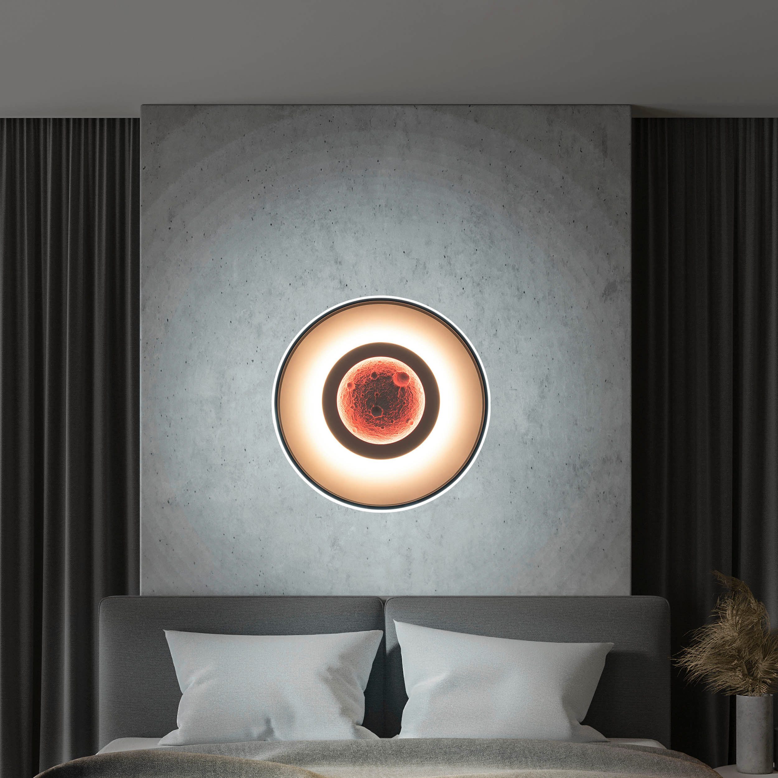 my home Led-plafondlamp Lyra Maan (maanstructuur), incl. CCT, RGB geheugen, nachtlamp, afstandsbediening (1 stuk)