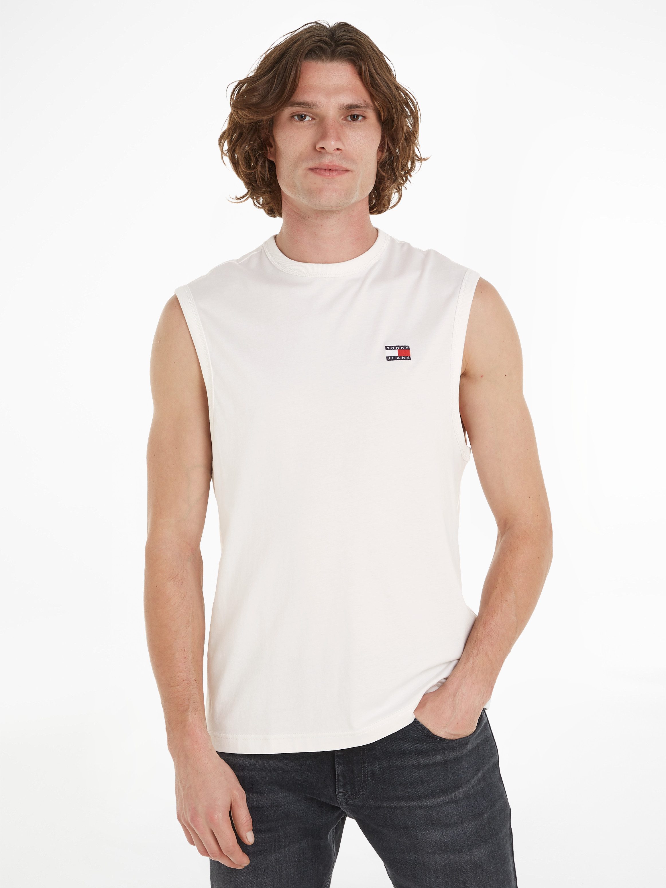 TOMMY JEANS Shirt met ronde hals TJM REG BADGE TANK TOP EXT heren ronde hals maat XXXL wit