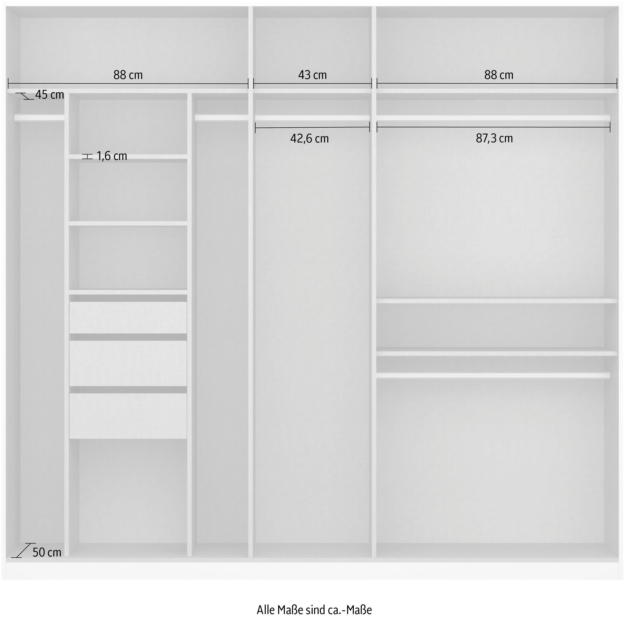 rauch Draaideurkast Kledingkast kast garderobe TOPSELLER OTELI incl. binnenindeling met 3 binnenlades extra planken optioneel met spiegel made in germany