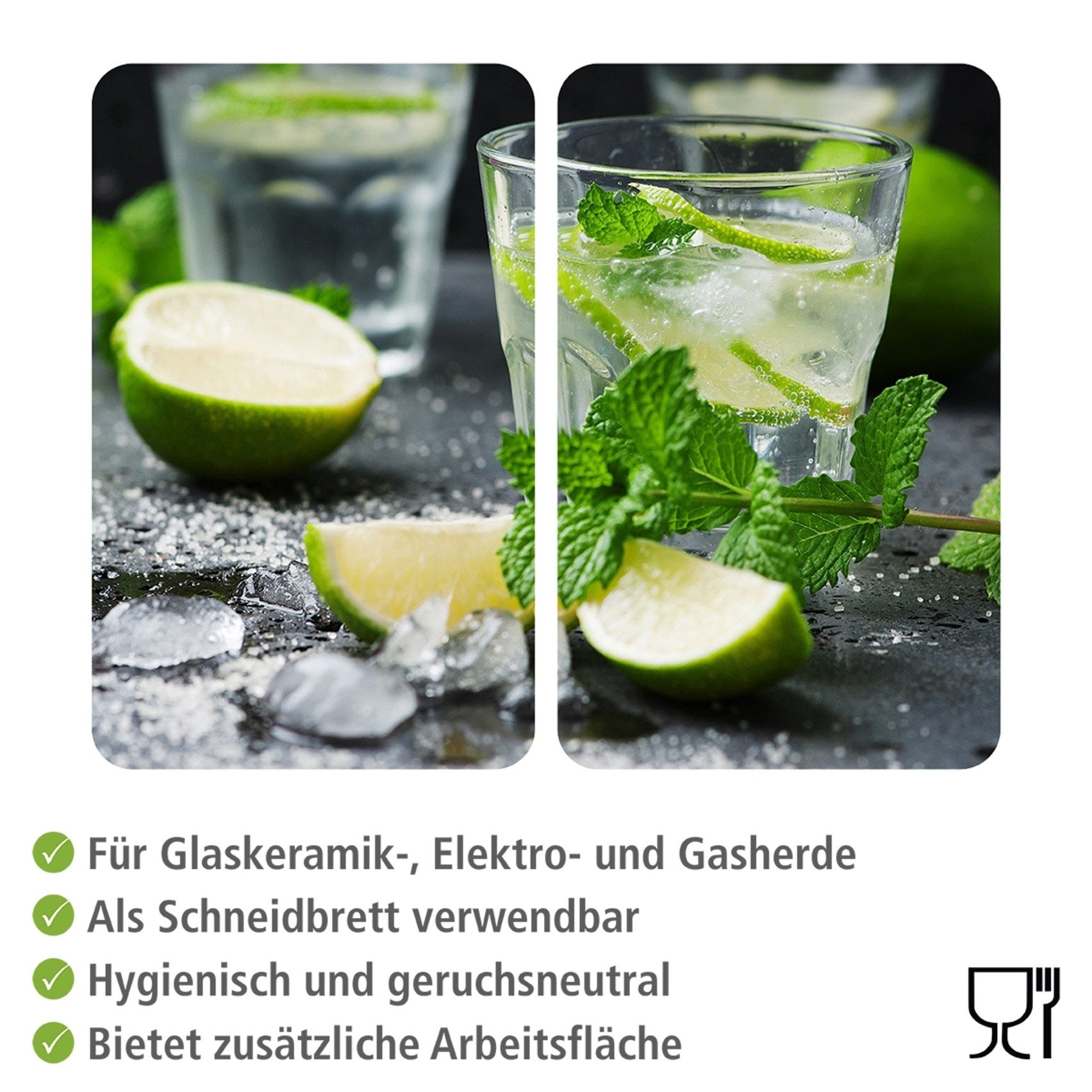 WENKO Kookplaatdeksel Universeel model Mojito speciale antislipvoetjes (set, 2-delig)