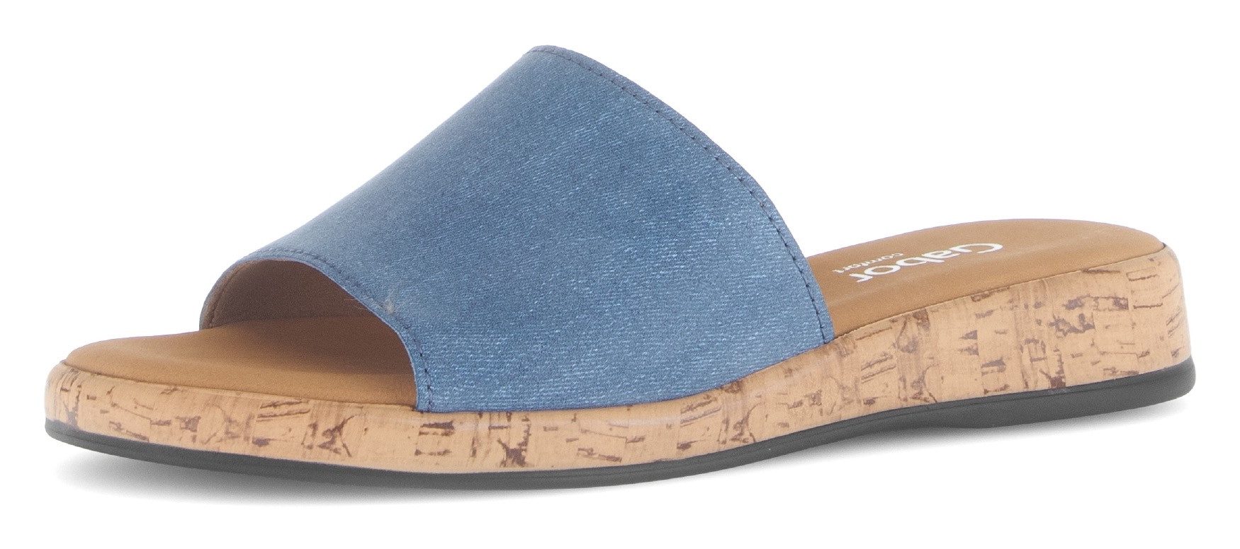 Gabor Slippers Rhodos , zomerschoen, comfortabele schoen, klein elastiek, breedte g (=breed) dames sandaaltjes maat 38 blauw