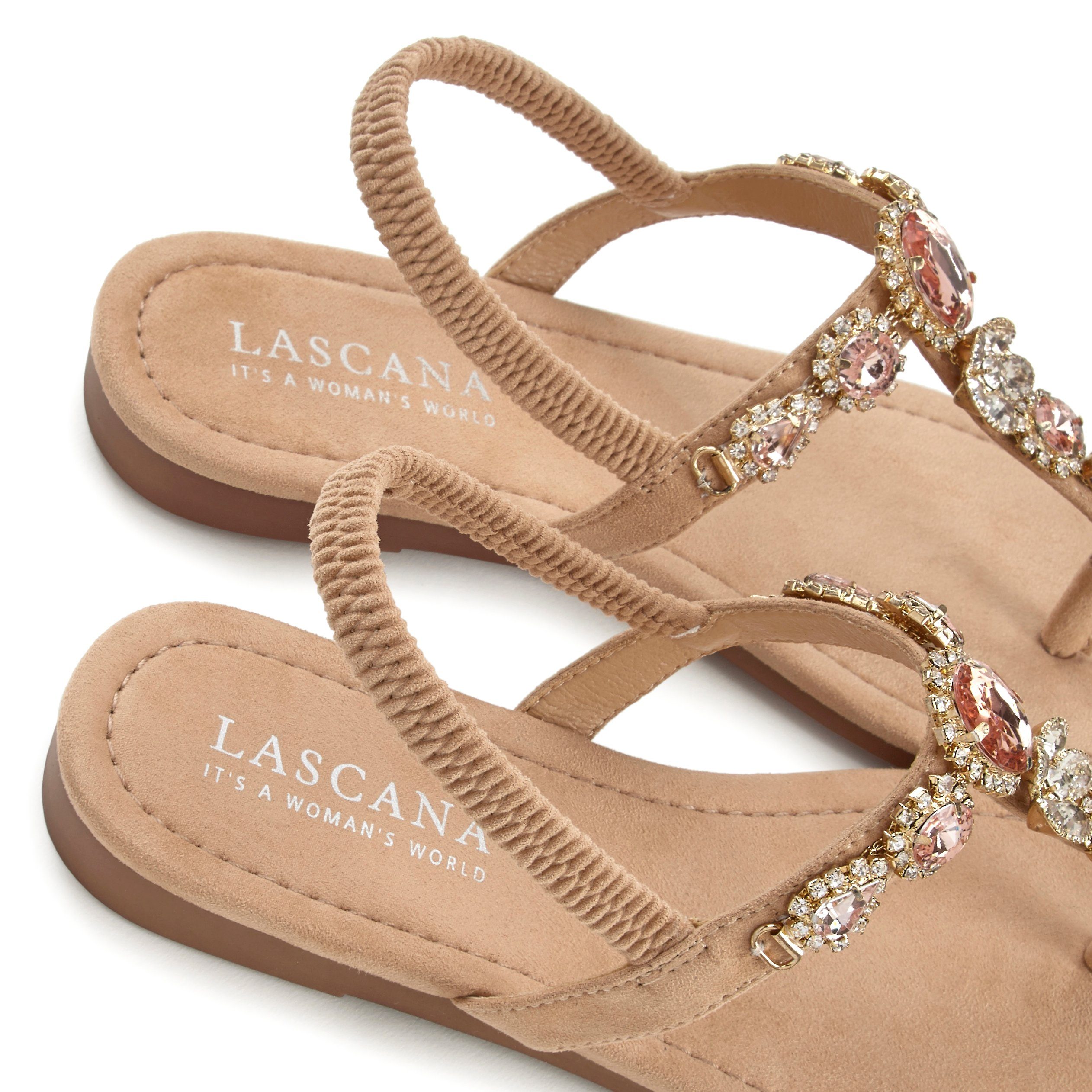 Lascana Teenslippers Sandaal, pantoletten met sierstenen VEGAN