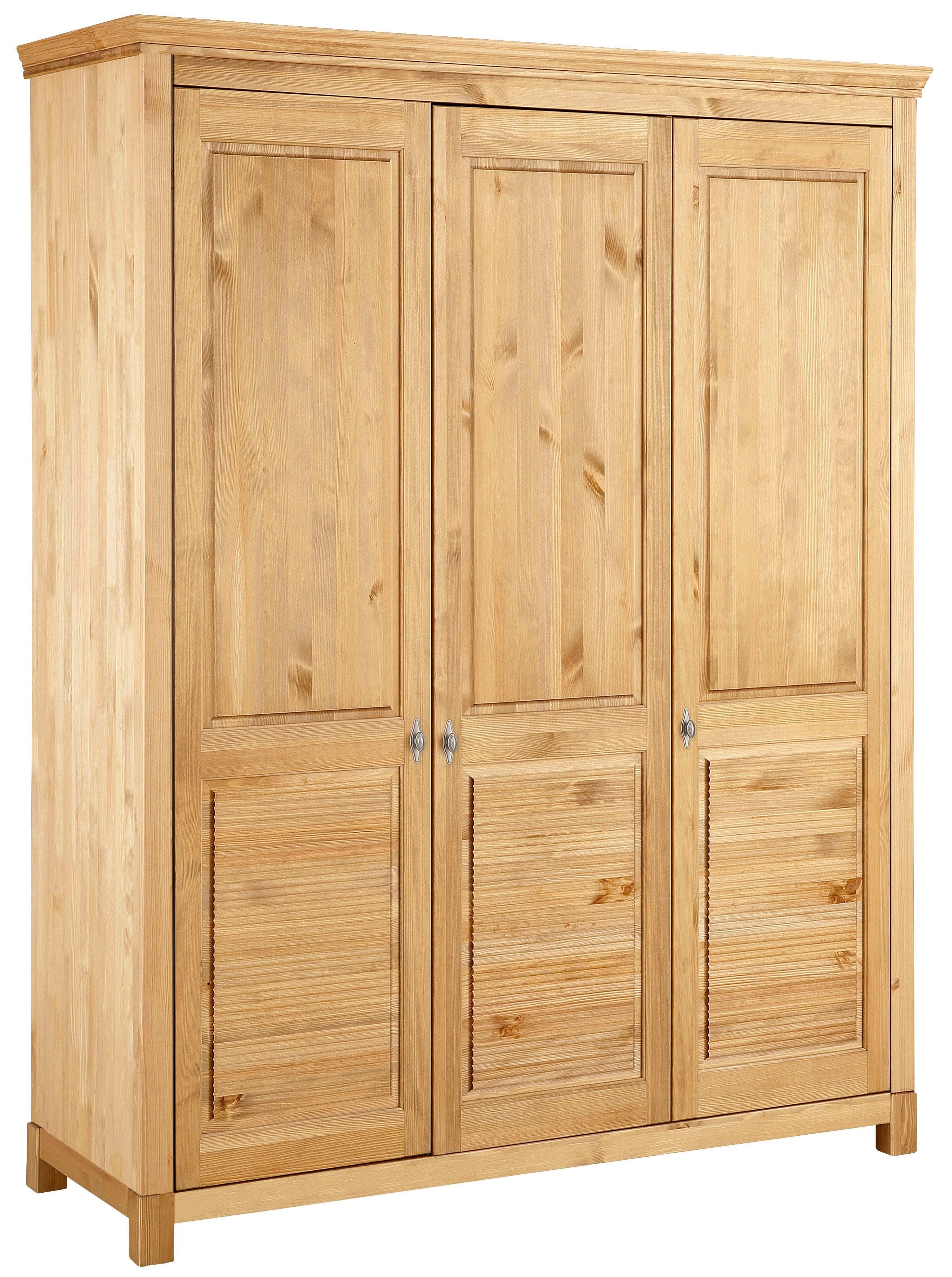Home affaire Kledingkast Rauna, met lamellen en kassetten, klassiek landelijke stijl, rustiek massief grenen, metalen handgrepen, meerdere varianten, tijdloos design