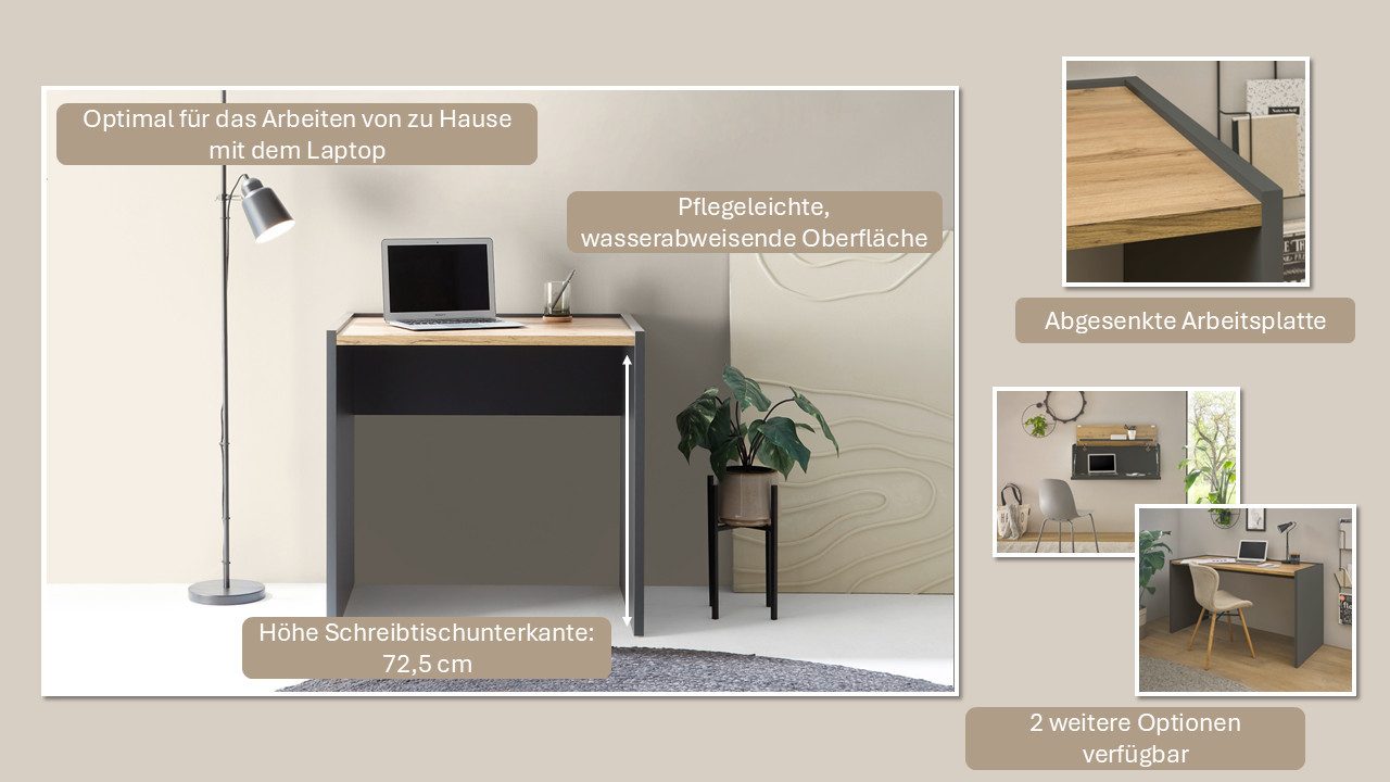 INOSIGN Kantoormeubelset CITY/GiRON, modern design, Thuiswerk, Kantoor in twee kleuren/Wotan Eik (set, 3-delig)