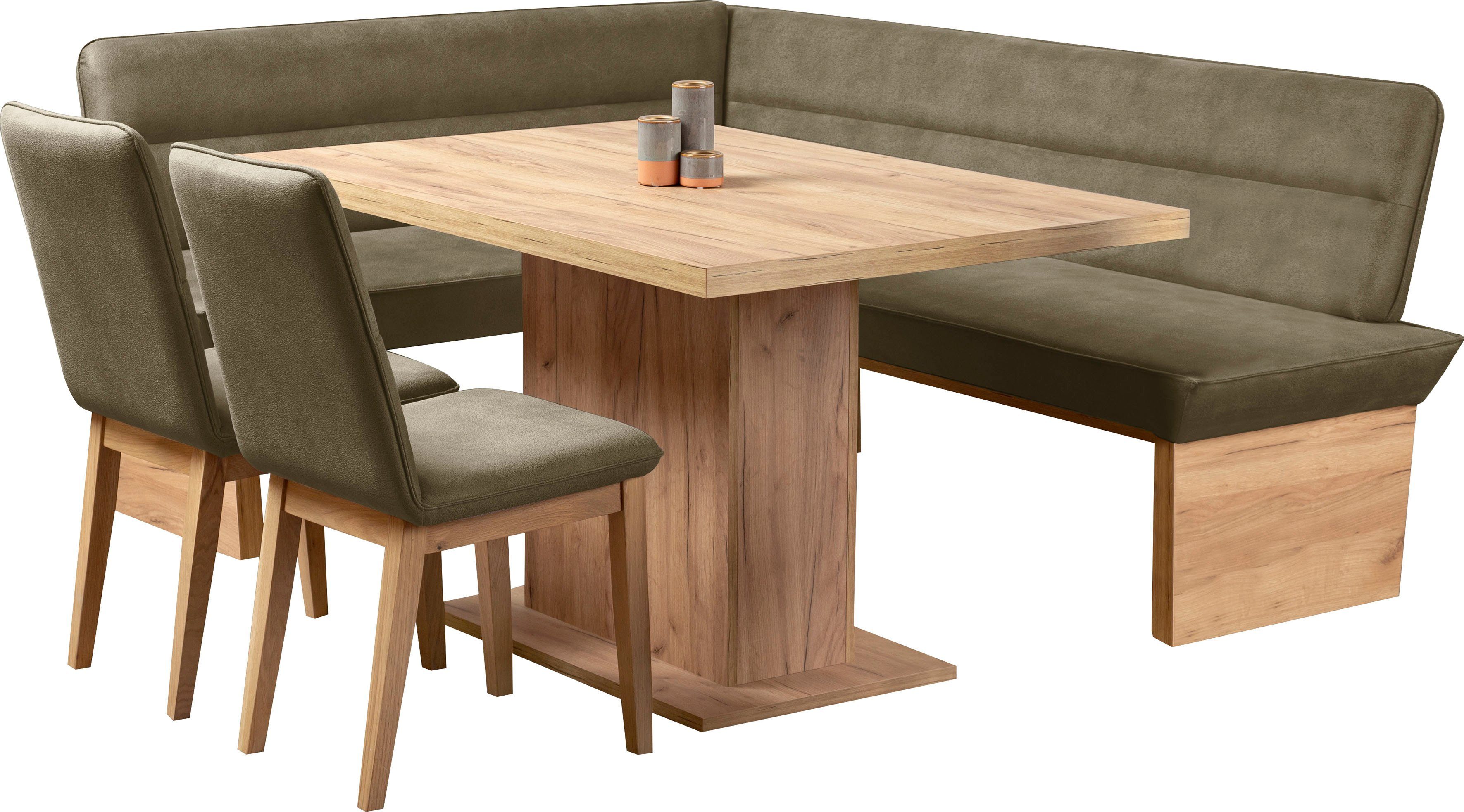 Home affaire Eethoek Beluna + Cross Eetkamer zitgroep stoelen tafel en bank comfortabel gepolsterd (set, 4-delig)