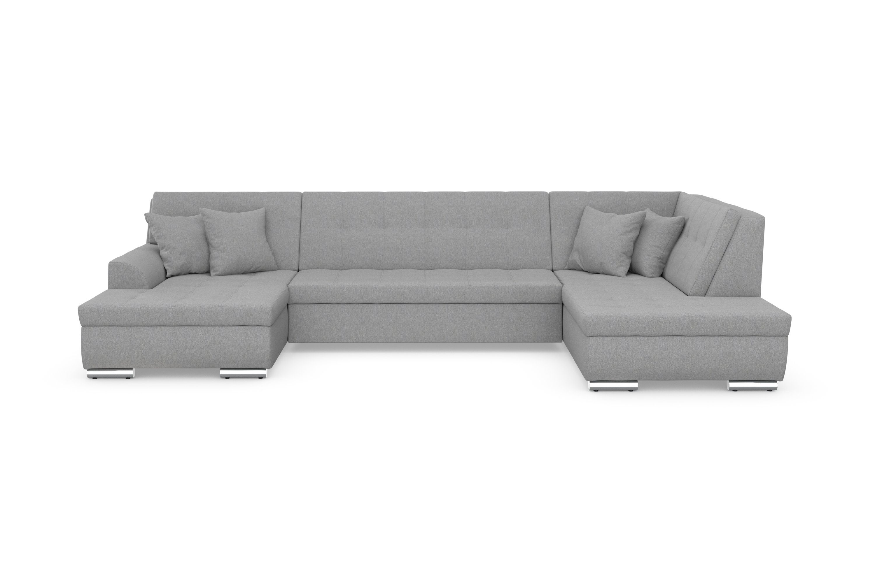 DOMO collection Zithoek Treviso inclusief sierkussen, moderne stiksels, XXL: B/D/H: 364/201/83 cm naar keuze met slaapfunctie, in vele soorten bekleding ook in cord u-model