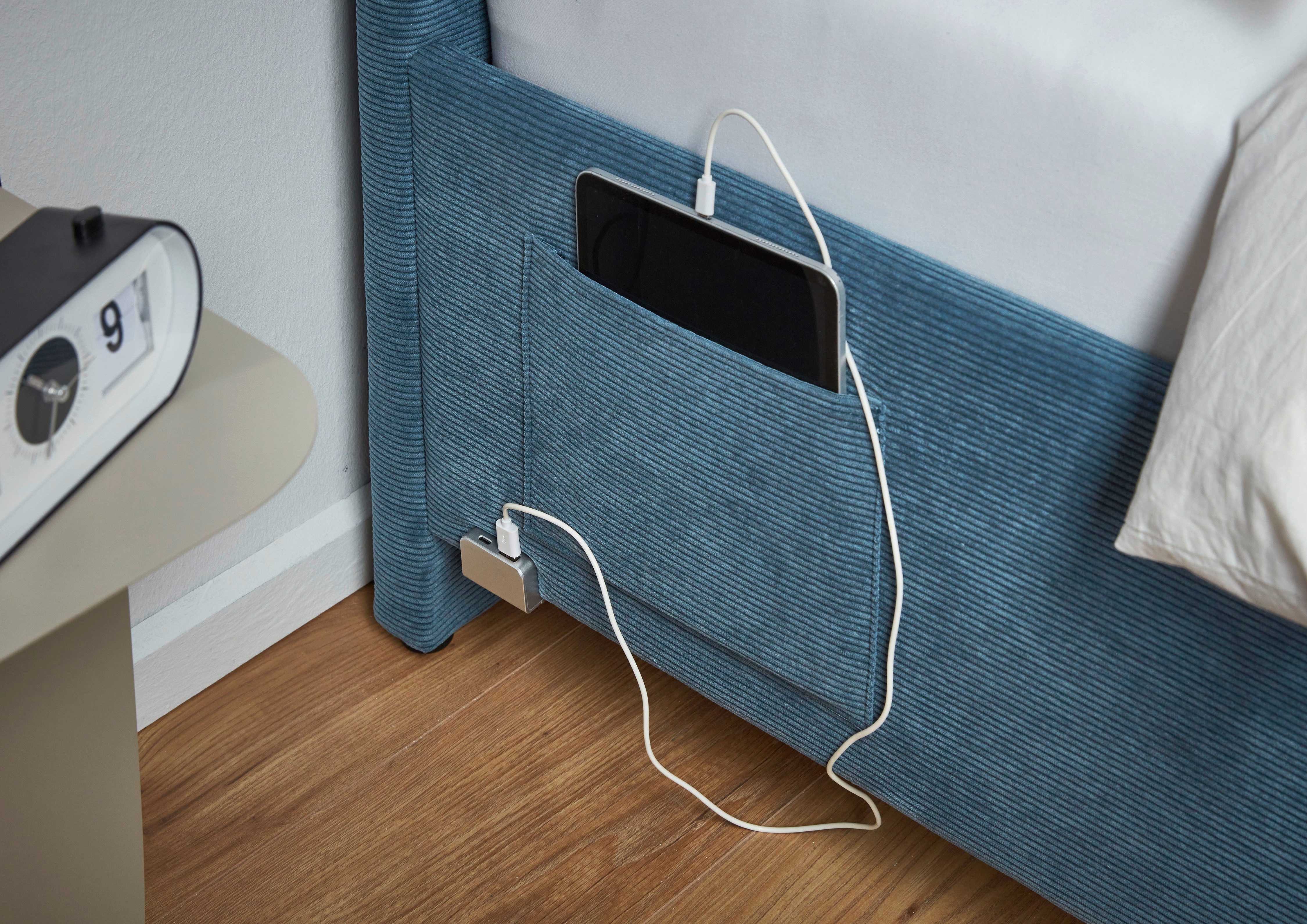 meise.möbel Kinderledikant COOL II Bekleed bed naar keuze met bedkist, tienerbed inclusief USB-aansluitingen