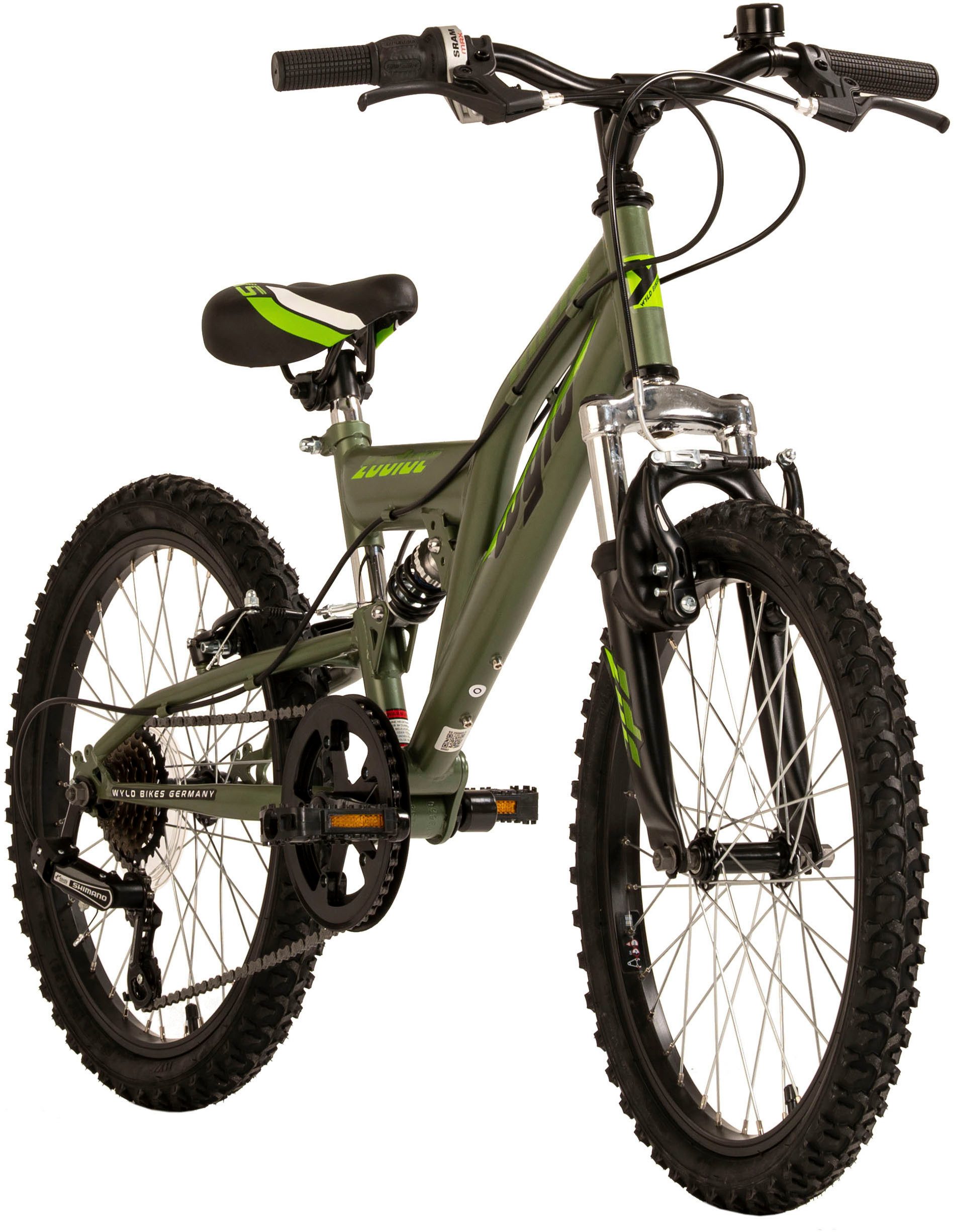 MUSTANG Kinderfiets Kinder-mountainbike Fully 20'' Zodiac groen 6 versnellingen RH 31 cm