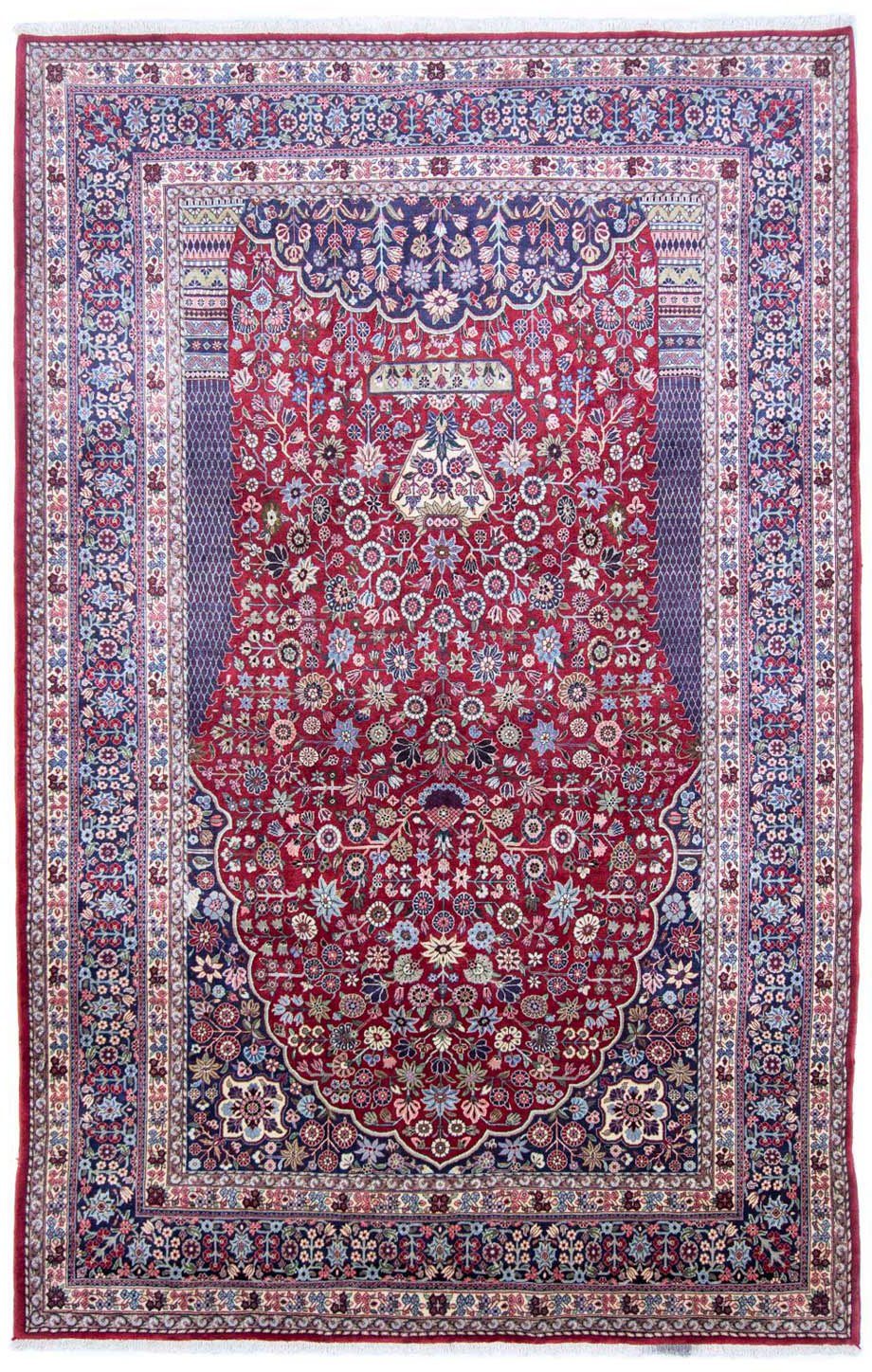 morgenland Wollen kleed Abadeh velden rosso scuro 317 x 212 cm Uniek exemplaar met certificaat