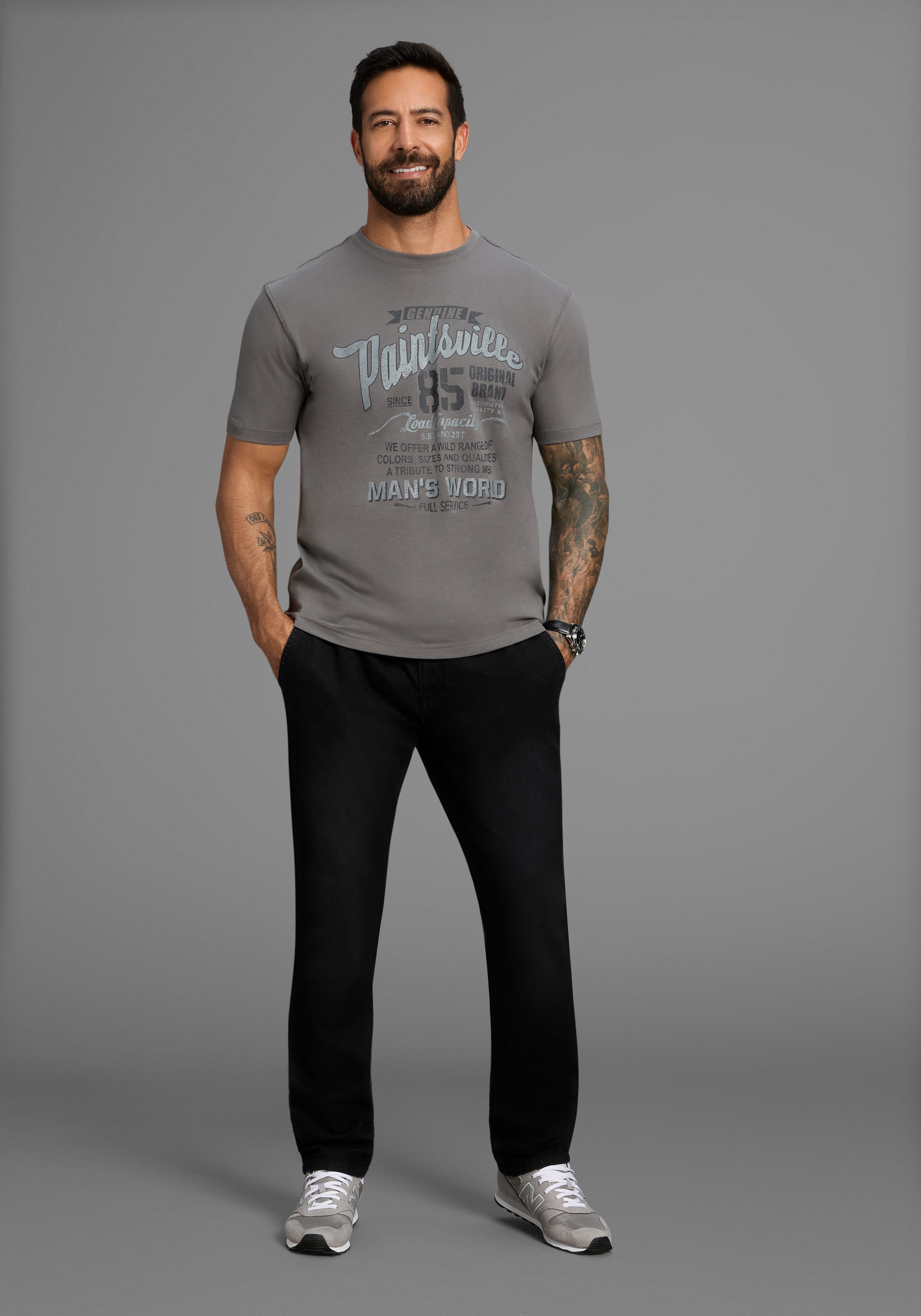 Man's World T-shirt Korte mouwen, met stijlvolle print, ronde hals, van katoen
