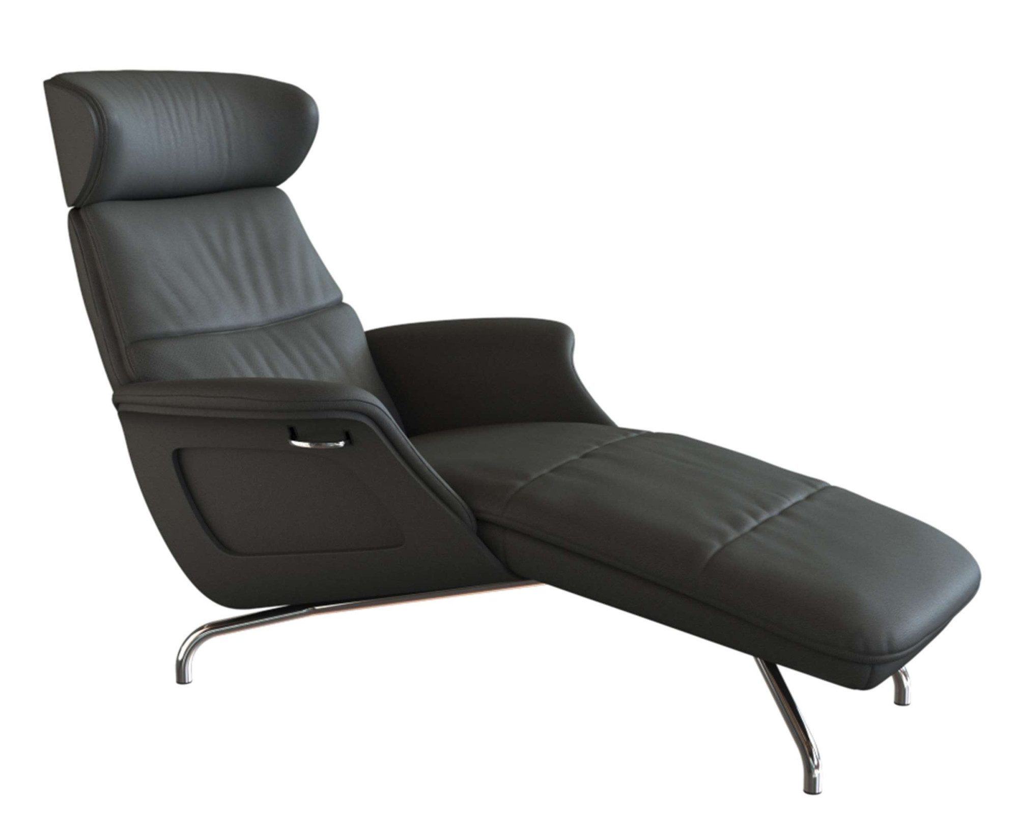 FLEXLUX Loungestoel Clement chaise longue, relaxstoel, ligstoel Rug- en hoofdsteunverstelling, armleuning gepolsterd geolied, voet van aluminium