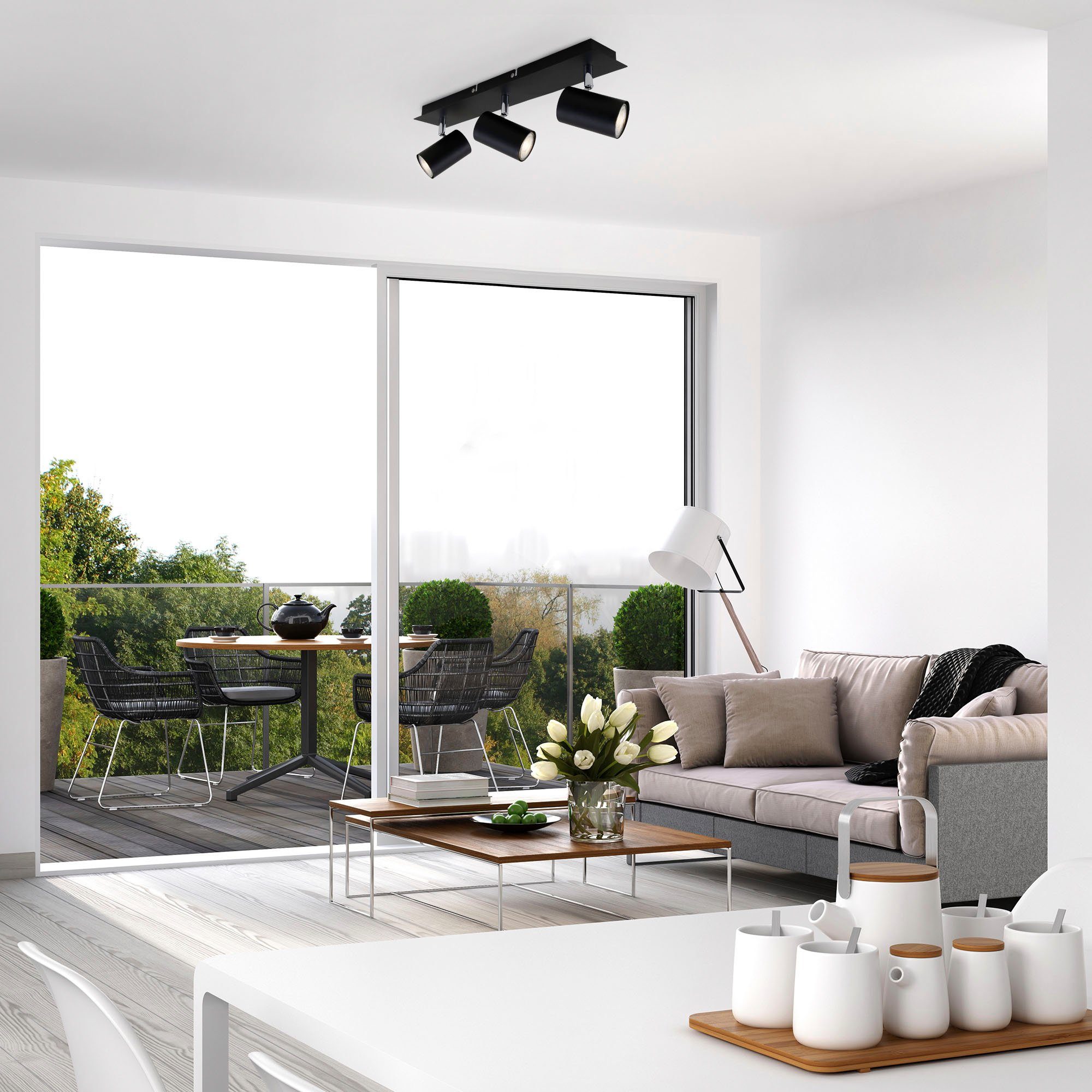 Briloner Leuchten Ledplafondspots 2857035 Run Plafondlamp, 45x8x12,3 cm, zwart, max. 40W, GU10, woonkamer, gang