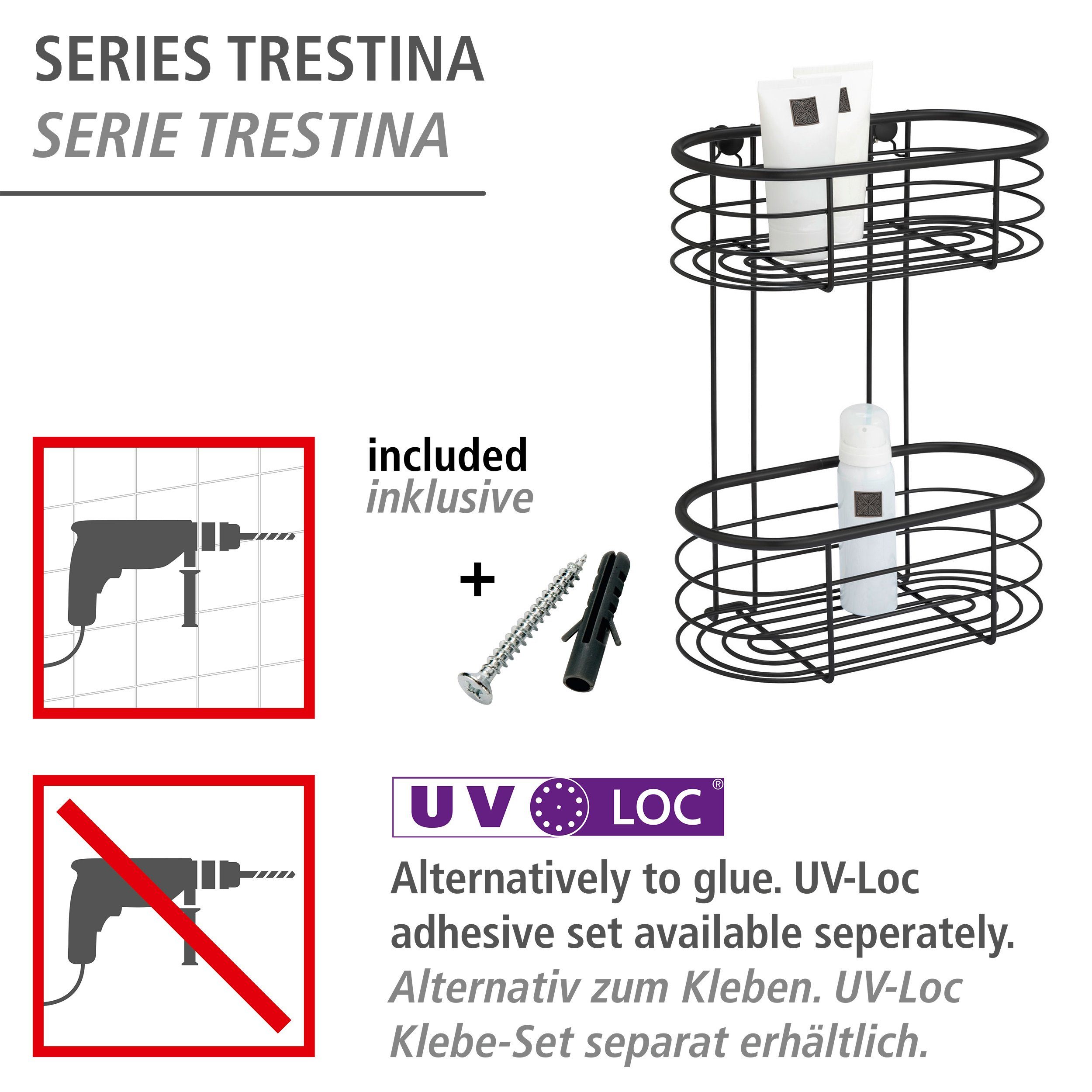 WENKO Badkamerrekje Trestina 2 etages, van roestvrij edelstaal