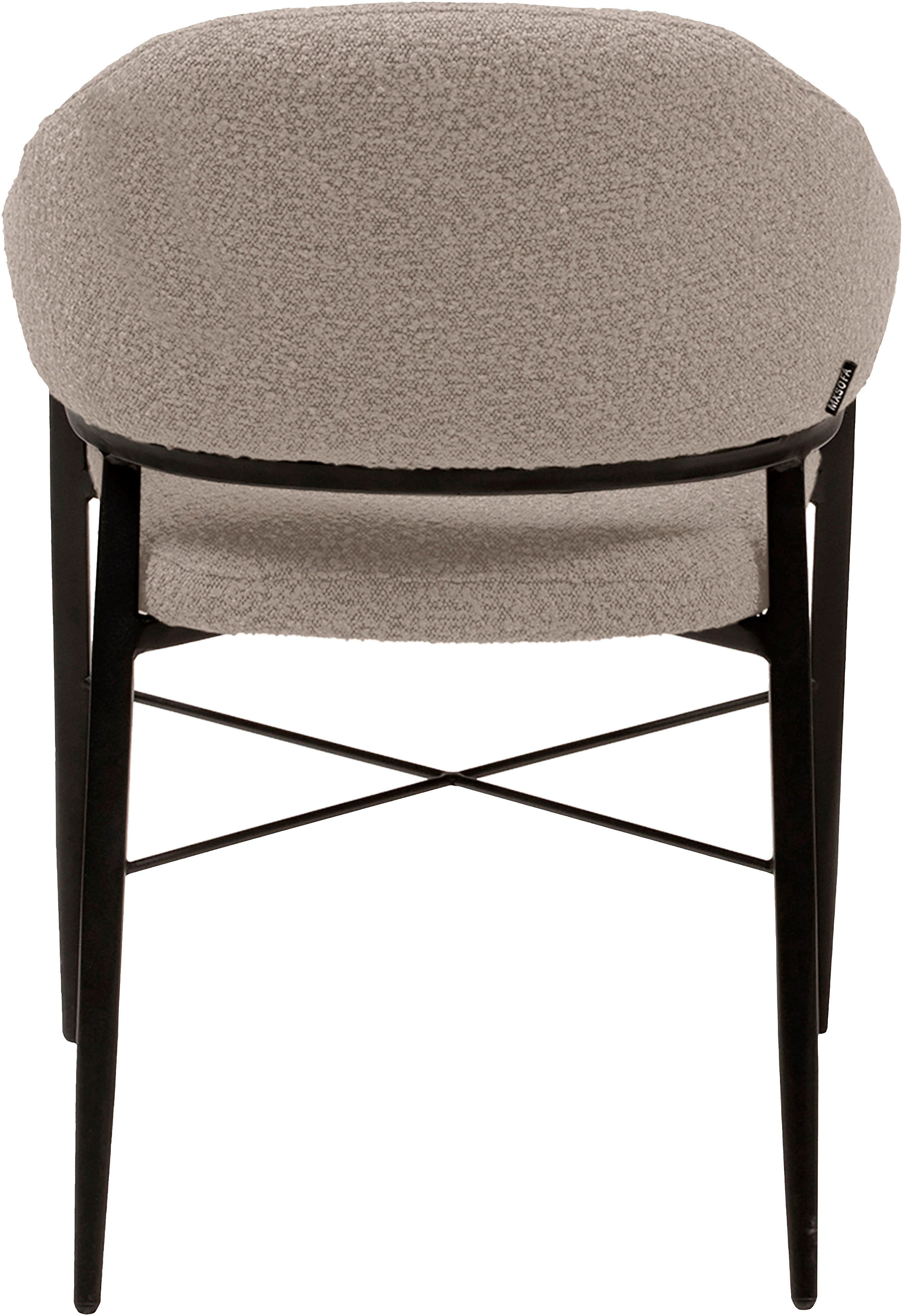 OMG Design Stoel met armleuningen Roma comfortabele eetkamerstoel, gestoffeerde stoel met bouclé bekleding