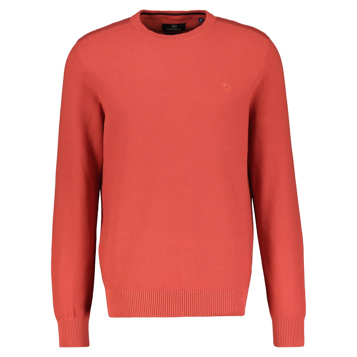 Lerros Trui met ronde hals met logoborduursel op borsthoogte heren pullovers maat S rood
