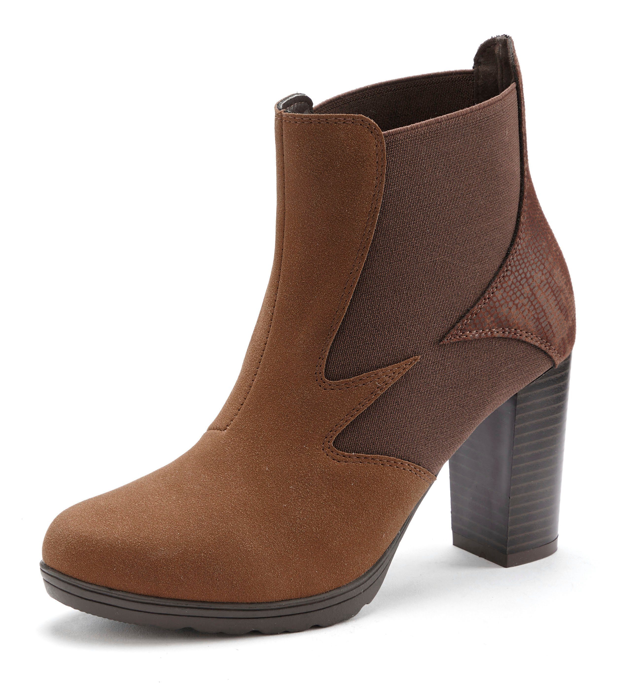 Lascana Chelsea-boots met blokhak en stretch-inzet, high-heel enkellaars vegan