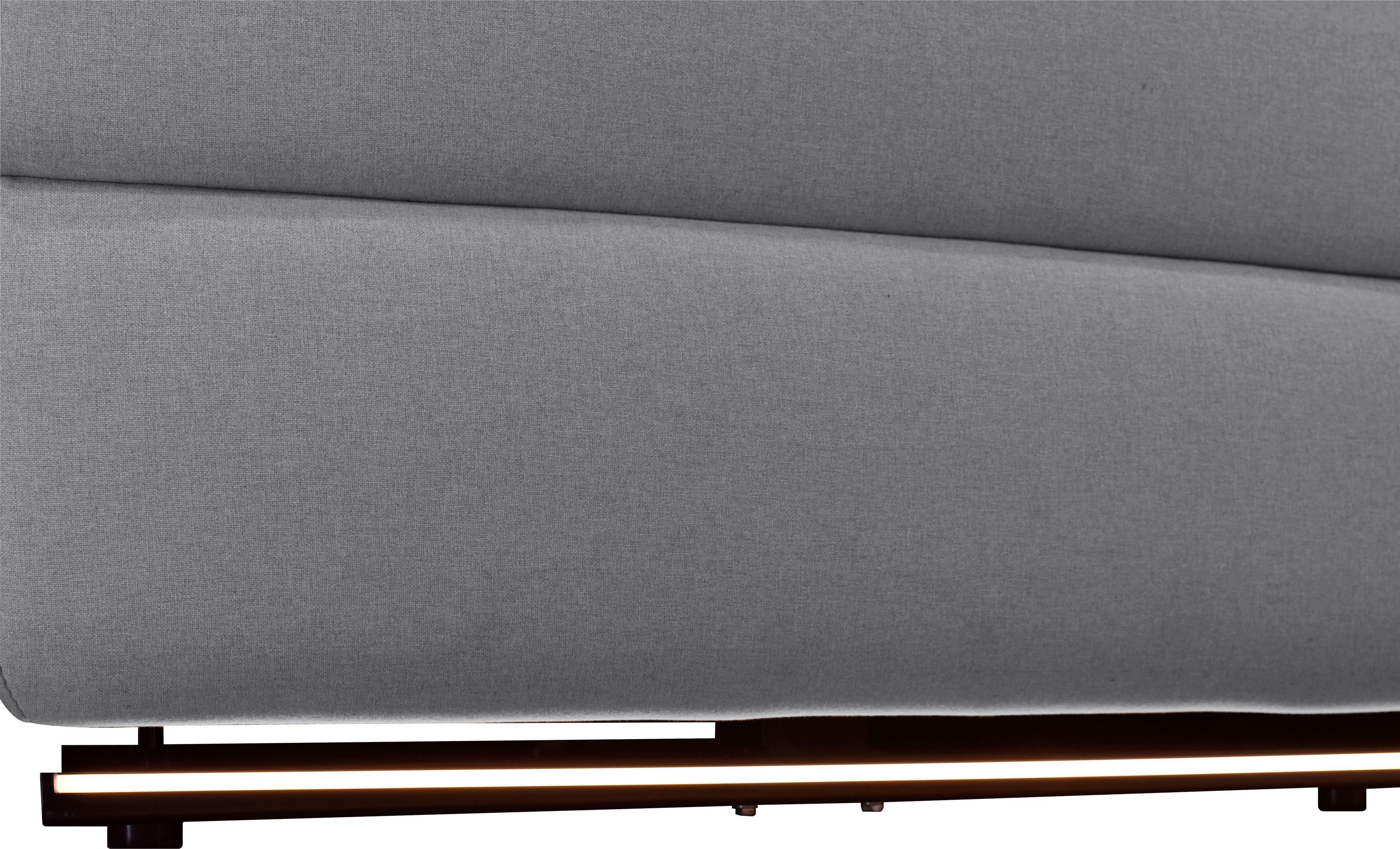 Places of Style 3-zitsbank Pareli 229 cm, handmatige en elektrische relaxfunctie in 2 zits USB, verstelbare hoofdsteun, LED-verlichting, in echt leer, kunstleer, geweven stof