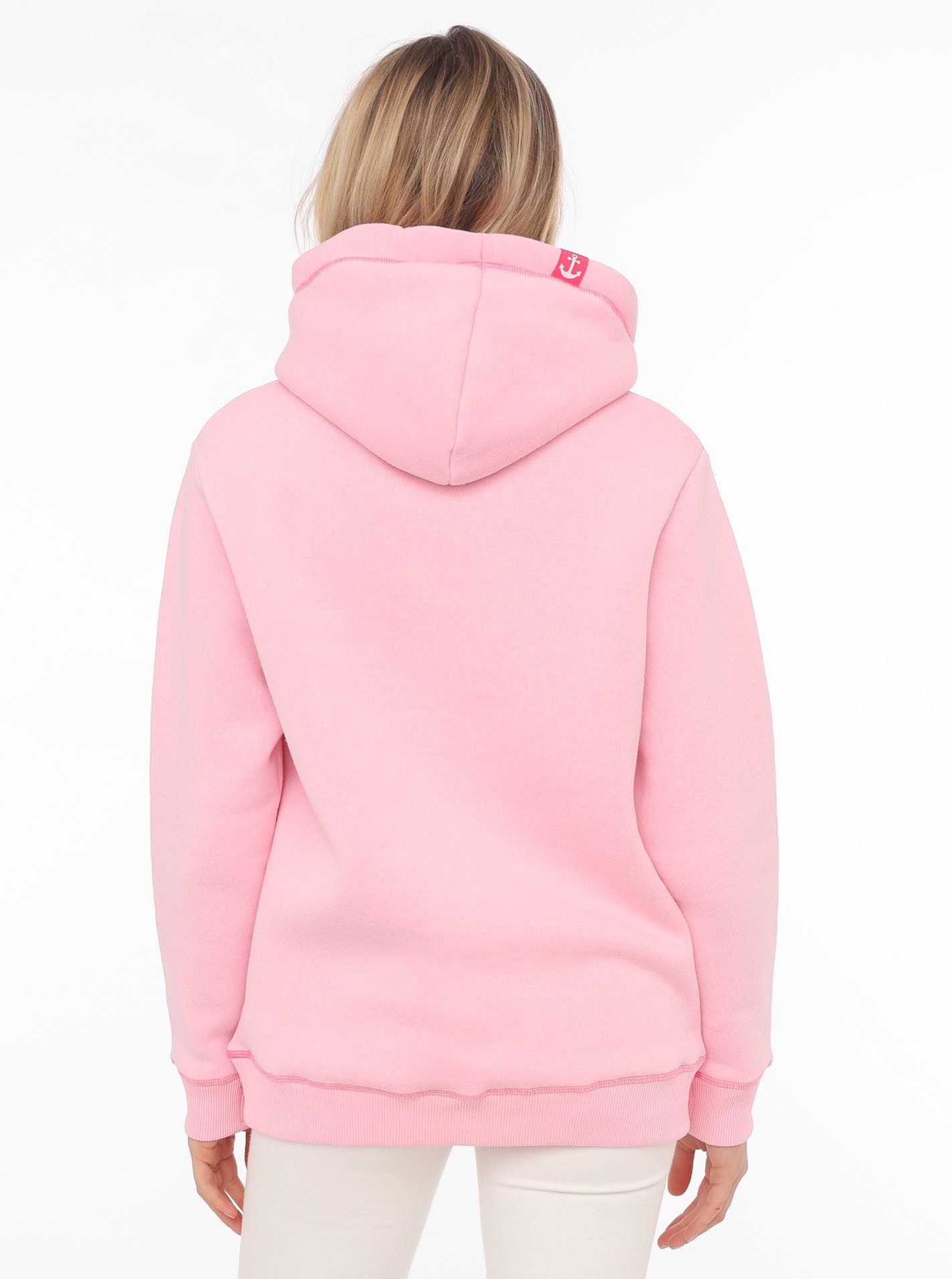 Zwillingsherz Hoodie Gelukkig op het strand met maritieme borduursel, kangoeroezakken