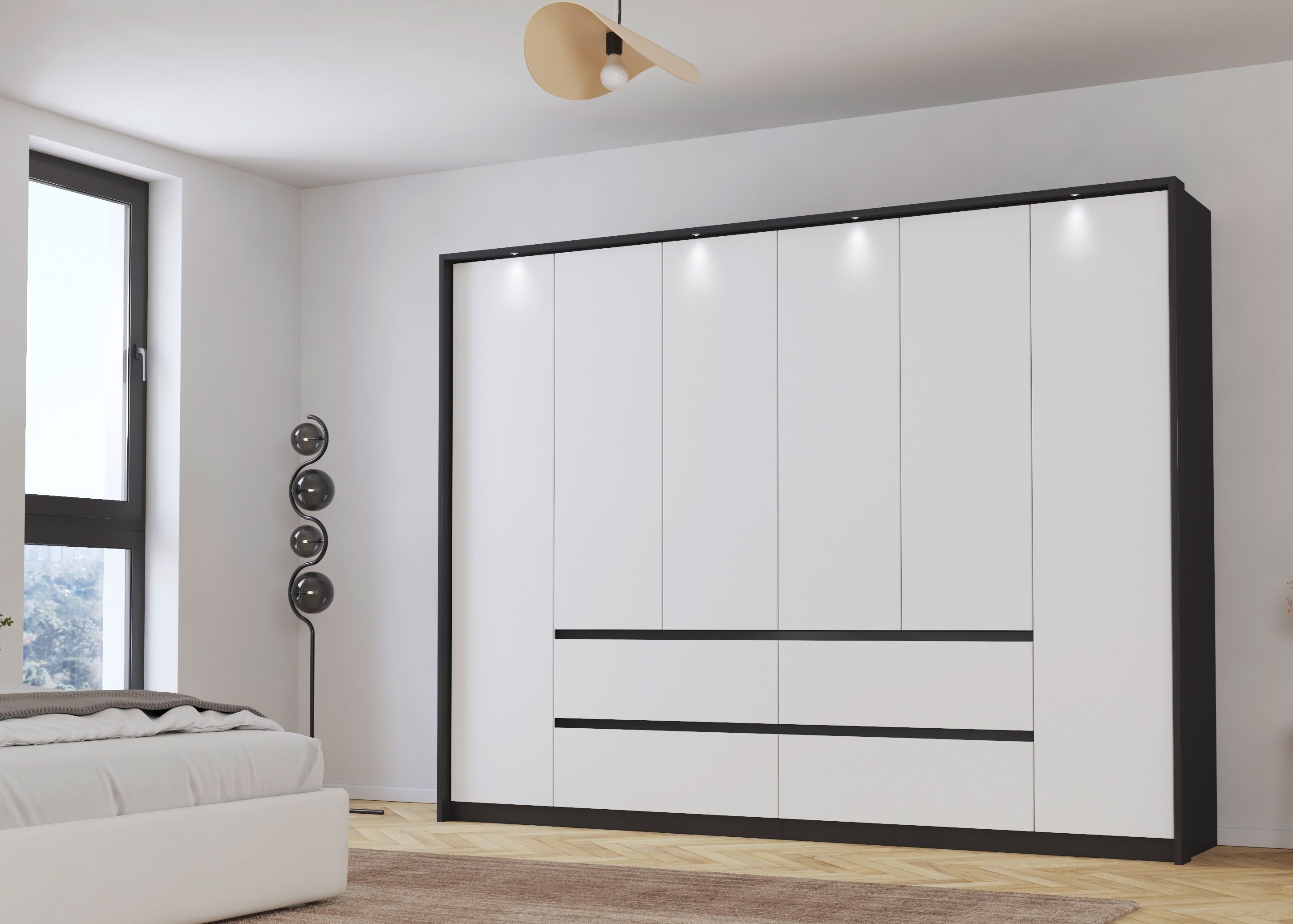 rauch Draaideurkast Mainz met passe-partout optioneel met verlichting, buitendeuren met push-to-openfunctie