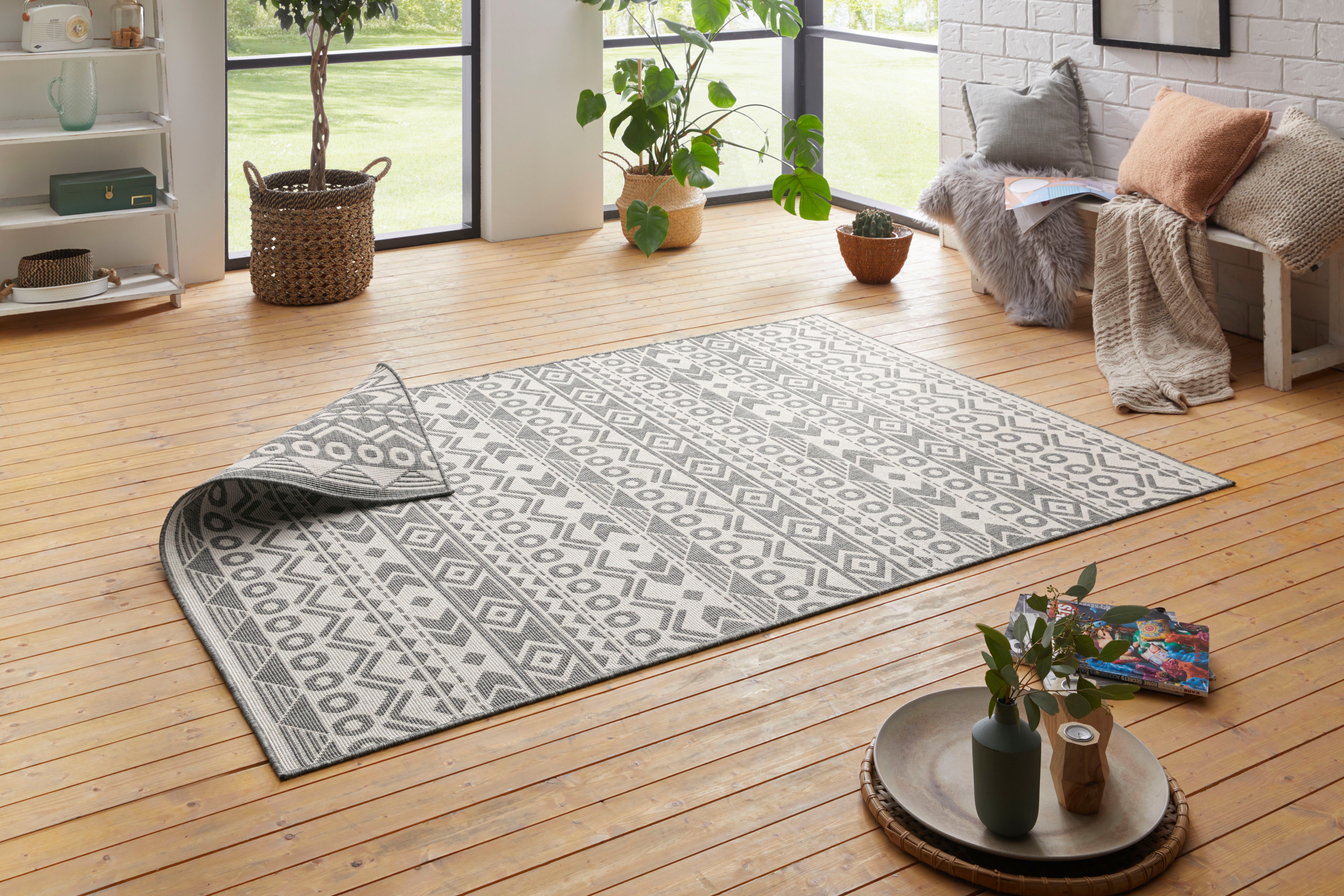 my home Vloerkleed Grover Robuust, gemakkelijk in onderhoud, platweefsel, tweezijdig te gebruiken kleed