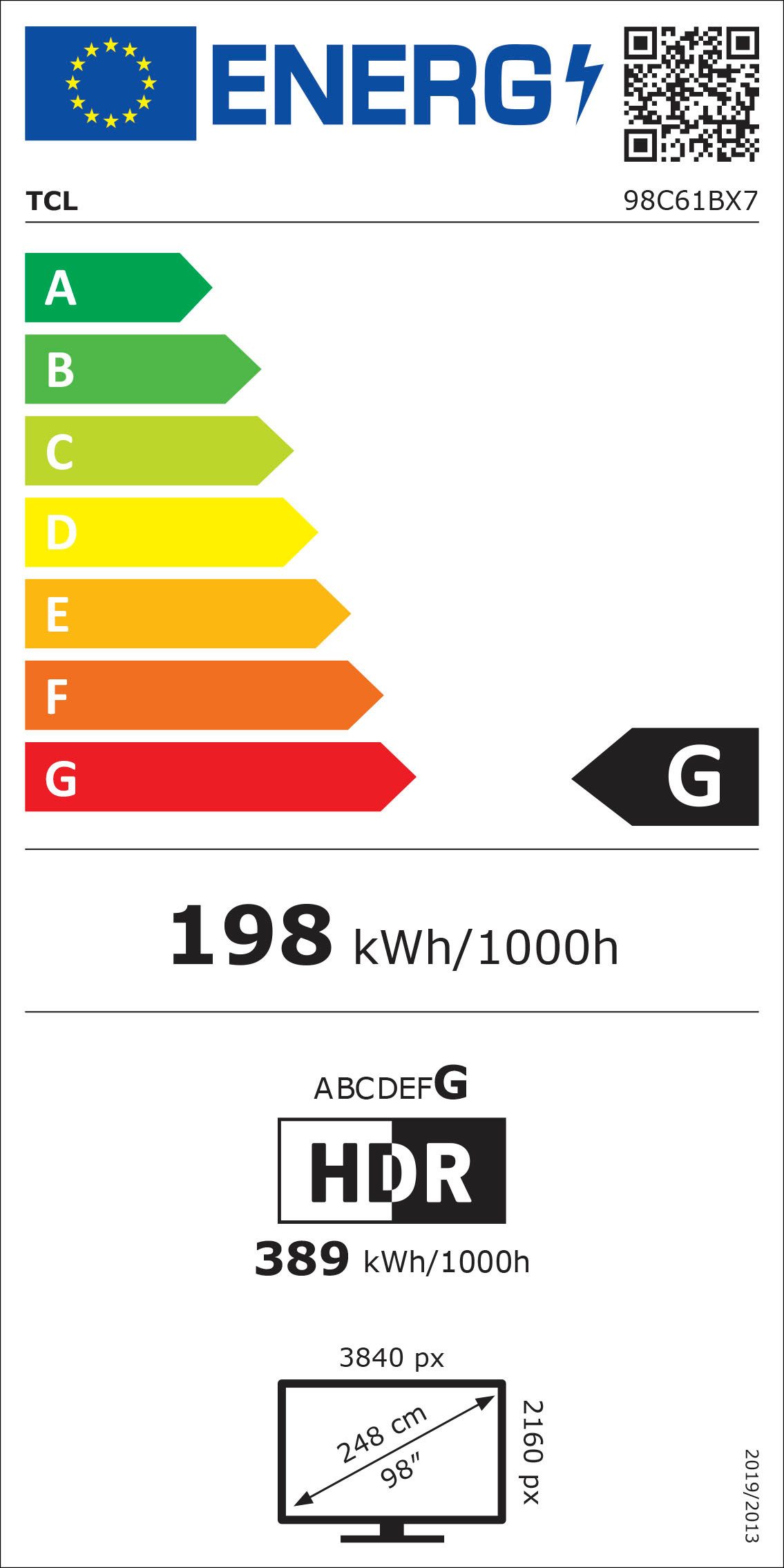 TCL QLED-TV 98C61BX7, 248 cm / 98", 4K Ultra HD, Google TV