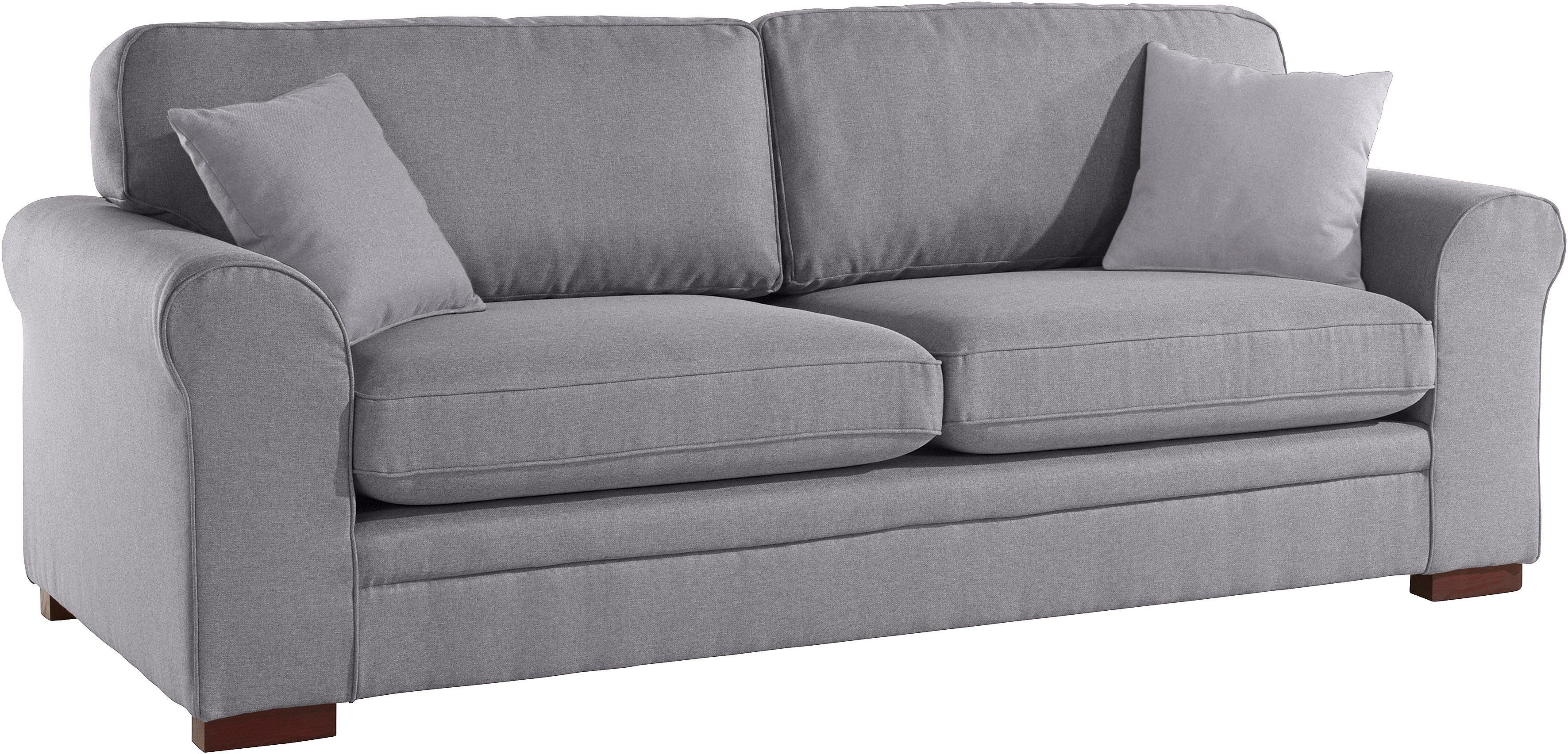 Home affaire 3-zitsbank Broughton zacht zitcomfort, incl. 2 sierkussens, opstaande naad