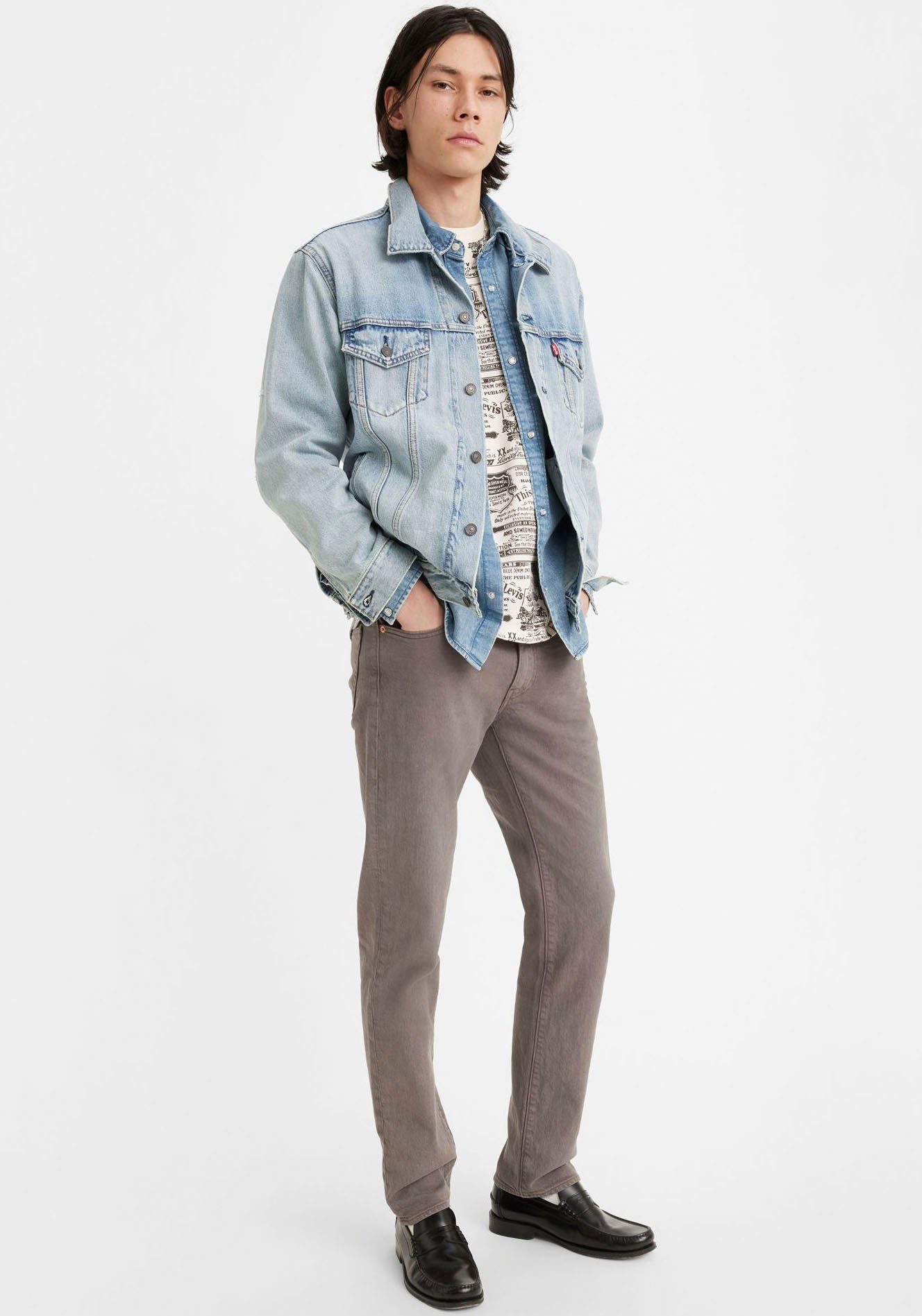 levi's slim fit jeans 511 slim met stretch bruin