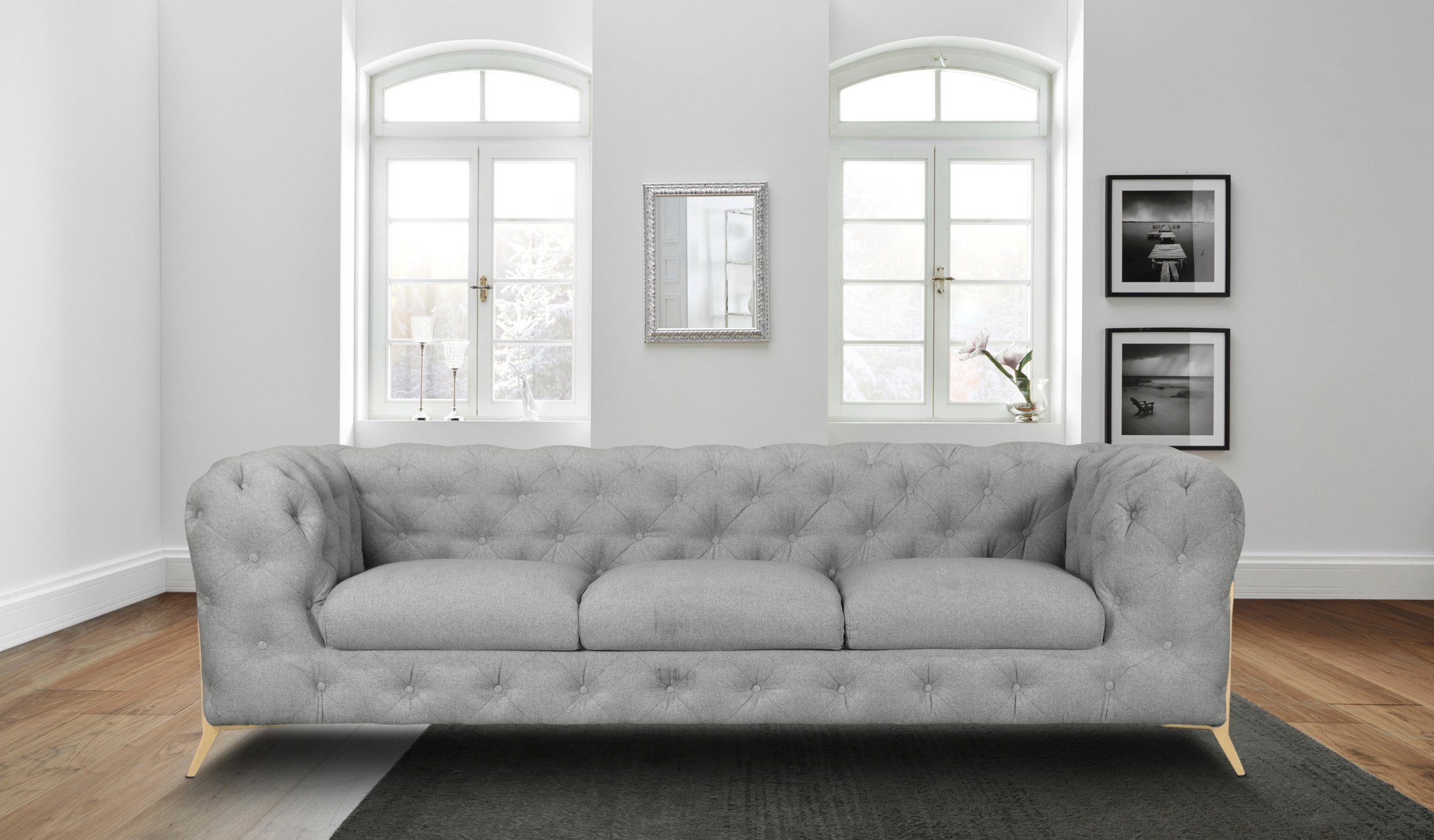 Leonique Chesterfield-bank Amaury luxueuze capitonnage, moderne chesterfield look, kleur van de poten ter keuze