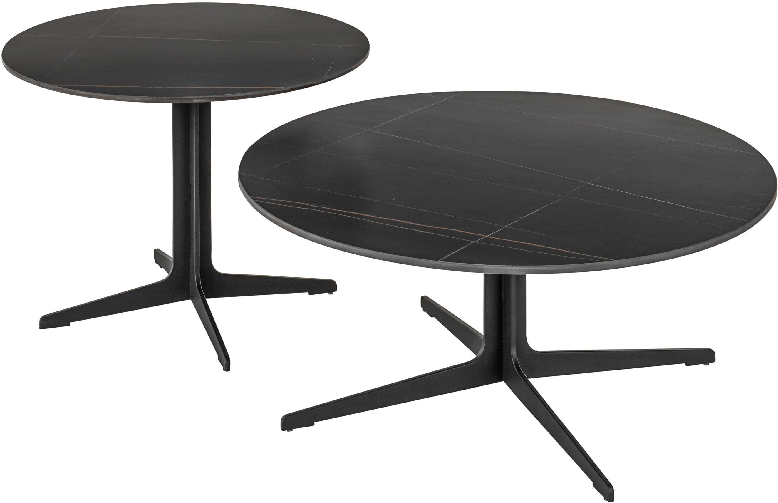 Stolkom Salontafel LENA rond zwart keramiek, tafel met zwart onderstel