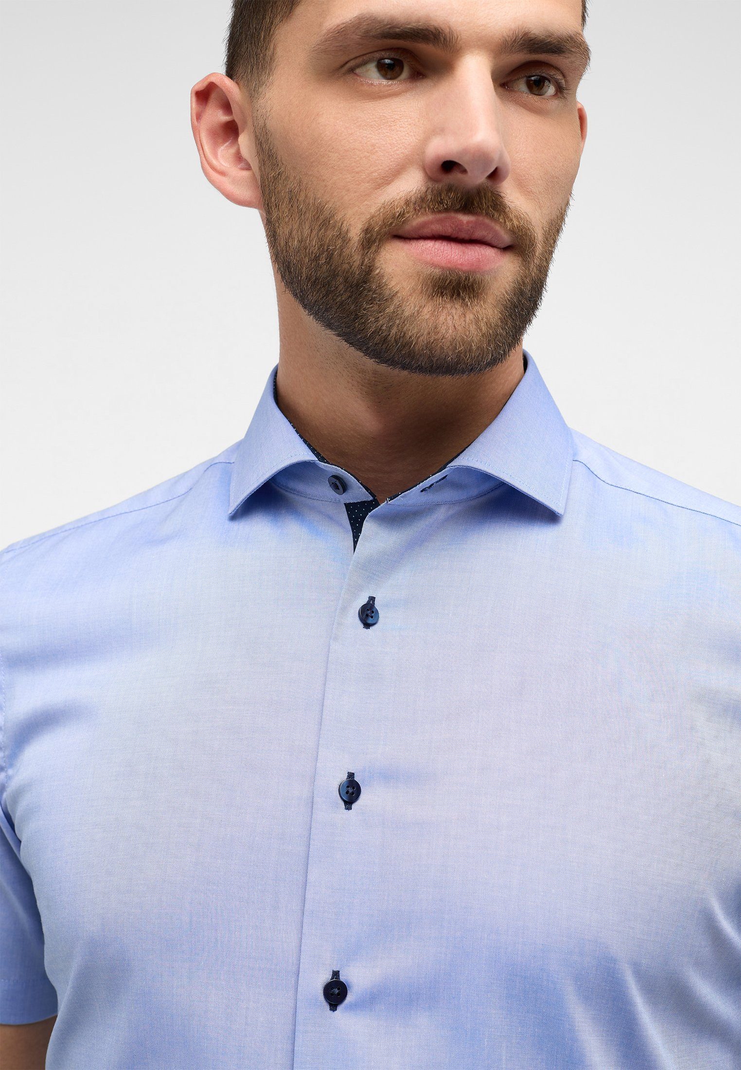 Eterna Overhemd met korte mouwen Slim fit NON IRON (strijkvrij)