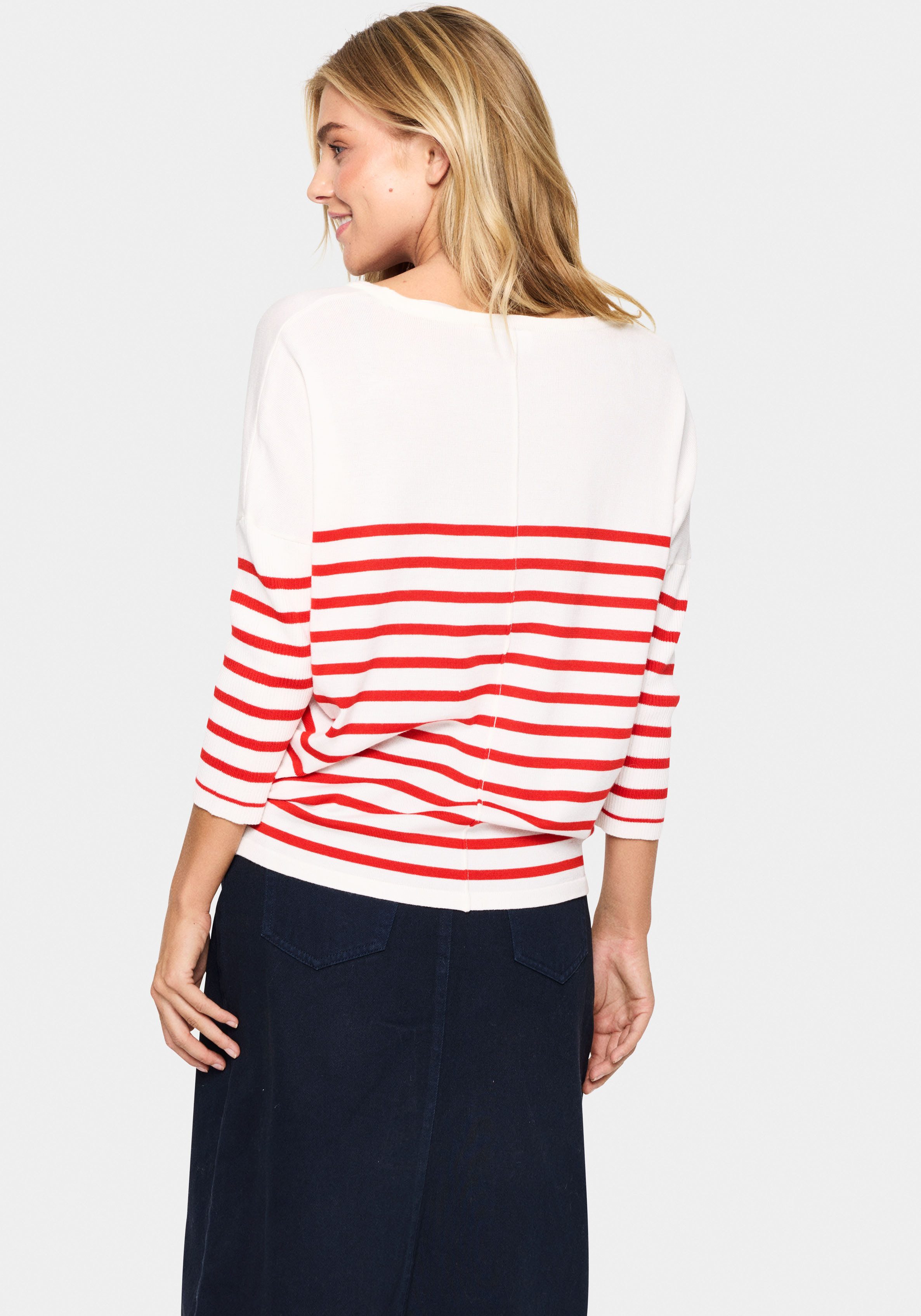 Saint Tropez Gebreide trui MilaSZ R-neck Stripe