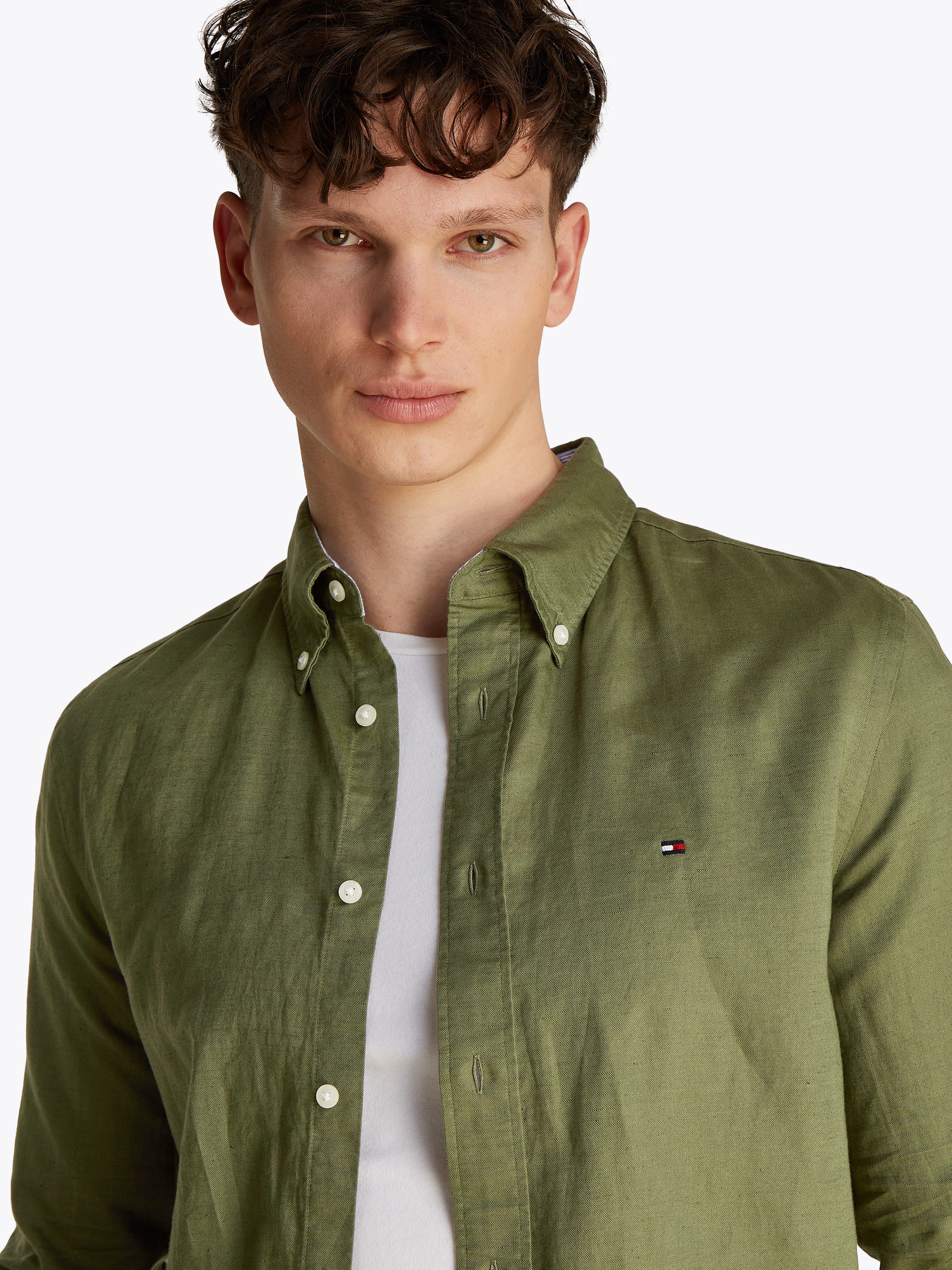 Tommy Hilfiger Overhemd met lange mouwen LINEN BLEND SOLID RF SHIRT