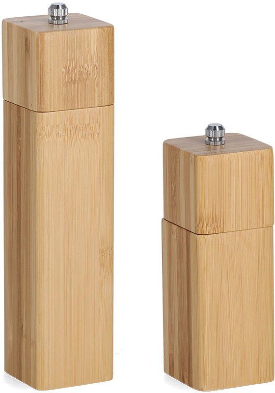 Zeller Present Peper- en zoutmolen Bamboe, keramisch maalwerk (2 stuks) kruidenmolens
